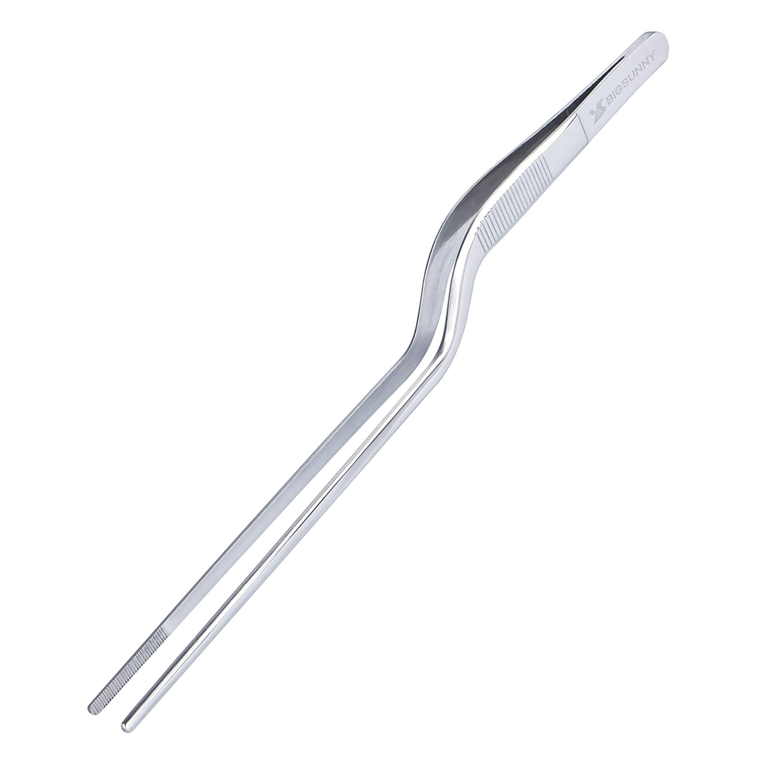 Msy Bigsunny Kitchen Culinary Tweezers - Stainless Steel Offset Tip Tweezer Tongs (8.5'')