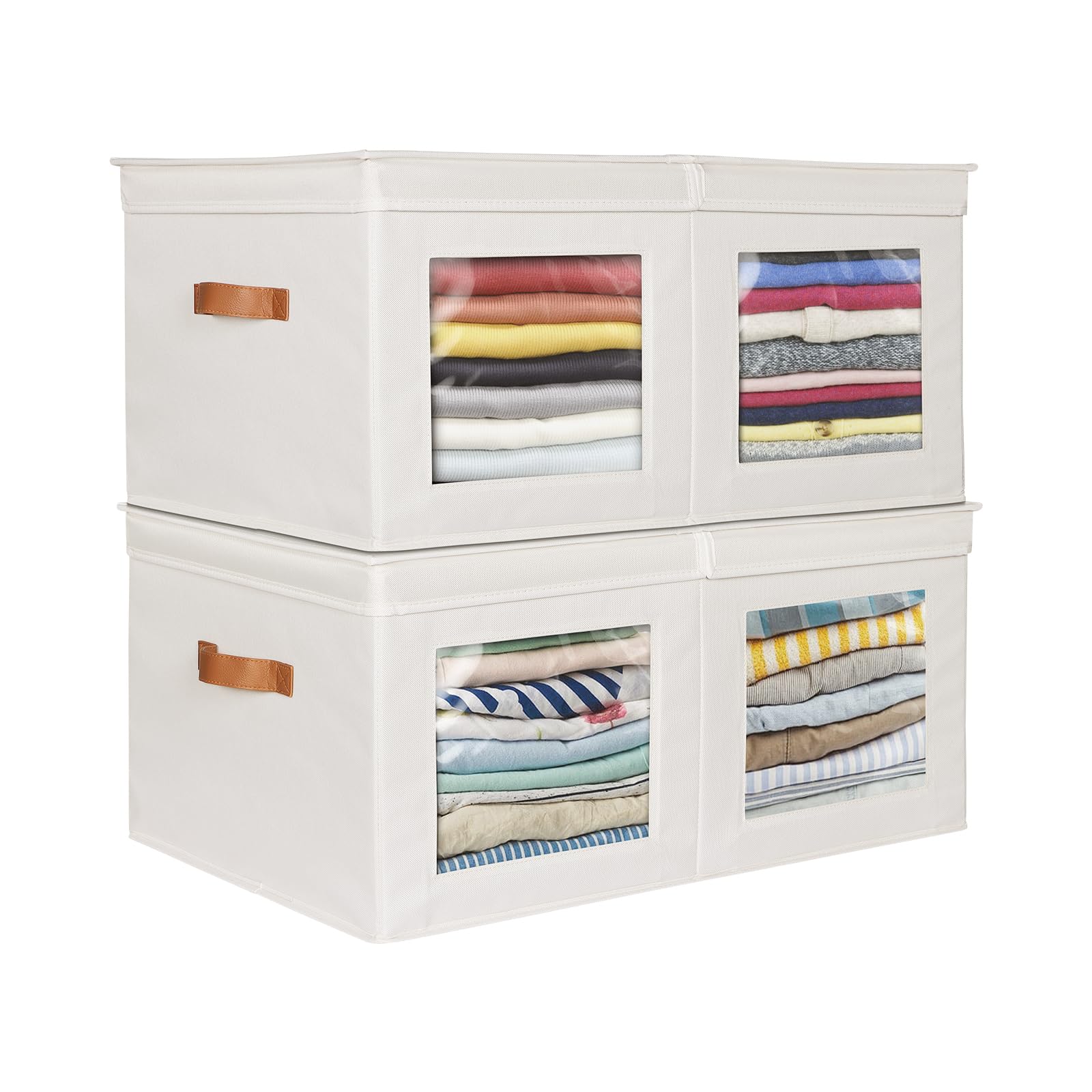 Univivi Large Storage Boxes With Lids, Collapsible Foldable Storage Bins For Clothes, [2-Pack] Fabric Storage Cubes With Handles