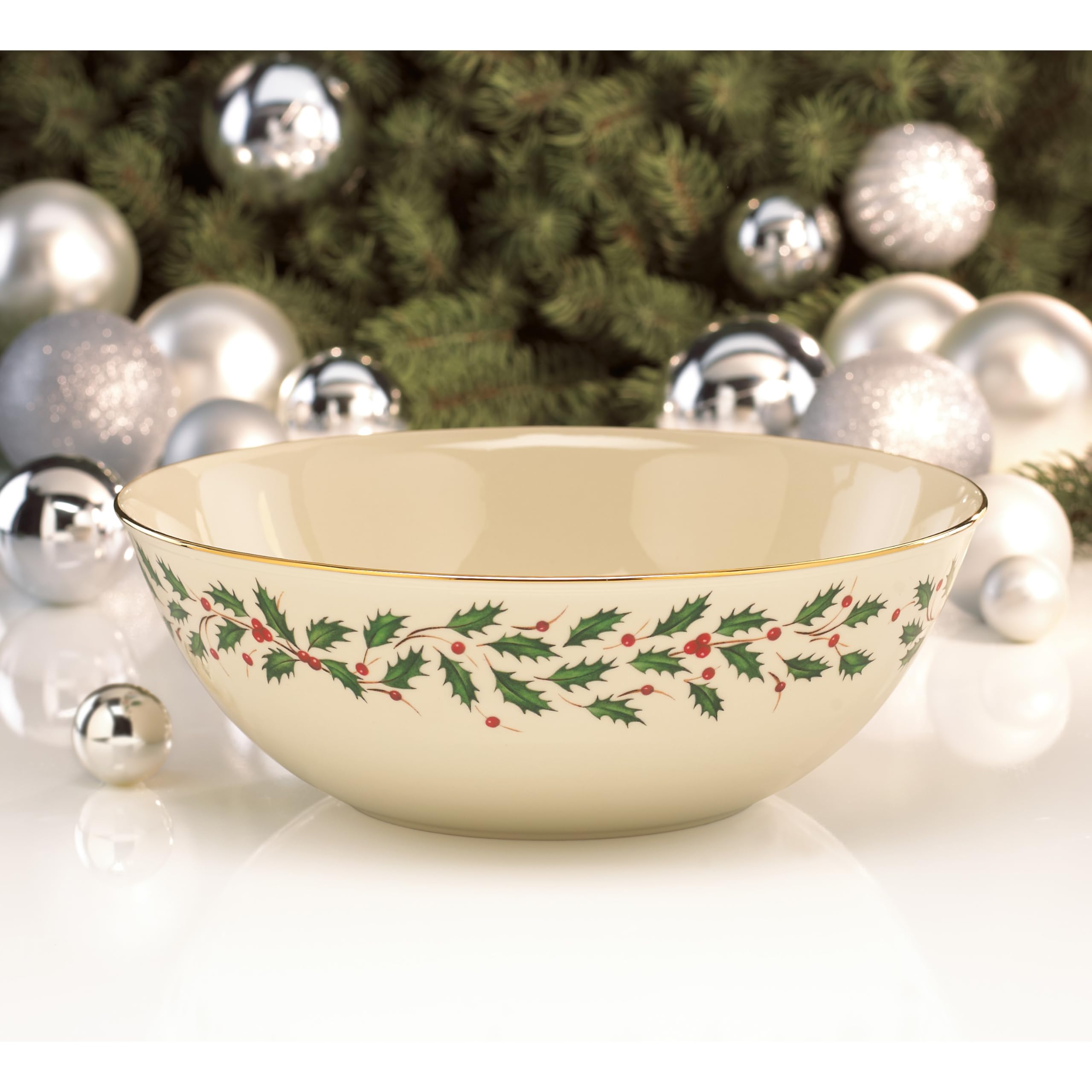 Lenox Holiday Serving Bowl, 10.25, Red & Green