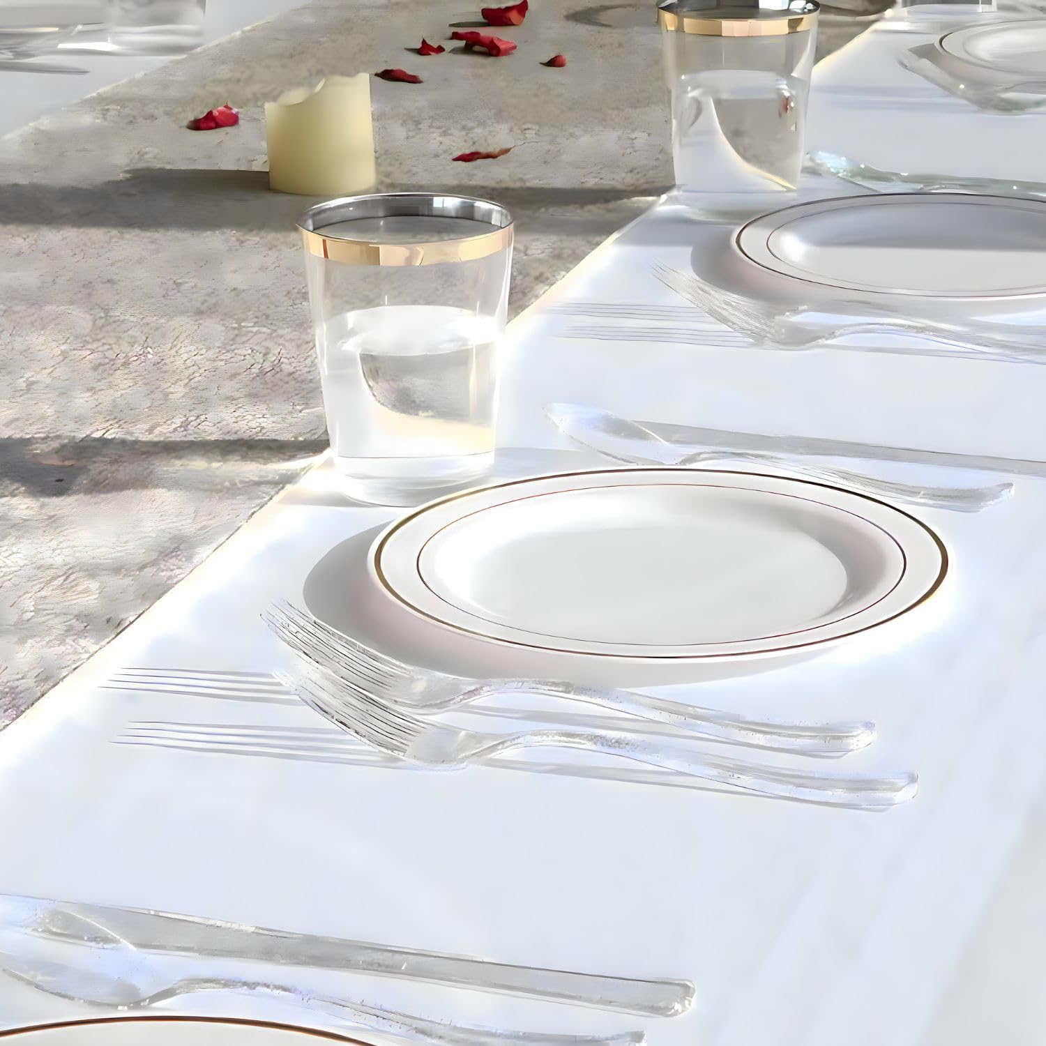 Lillian Collection Unique Glitter Silver Premium Plastic Cutlery Combo - Packs Of 48 - Perfect For Upscale Events & Parties