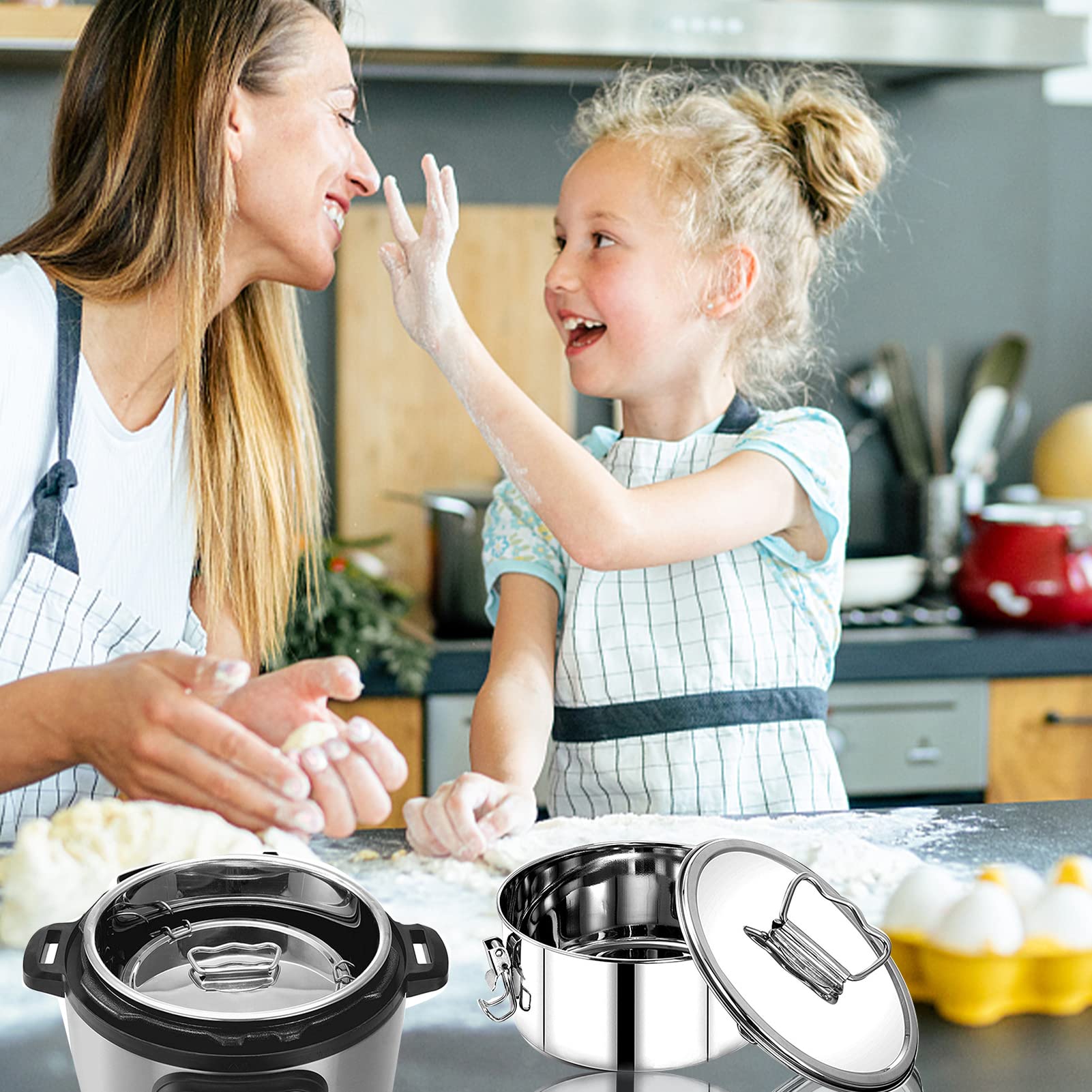 Flan Mold, Stainless Steel Flan Pan Mold, Flanera Flan Maker With Lid And Buckle, Ergonomic Handle, Large Capacity Round Cake Ba