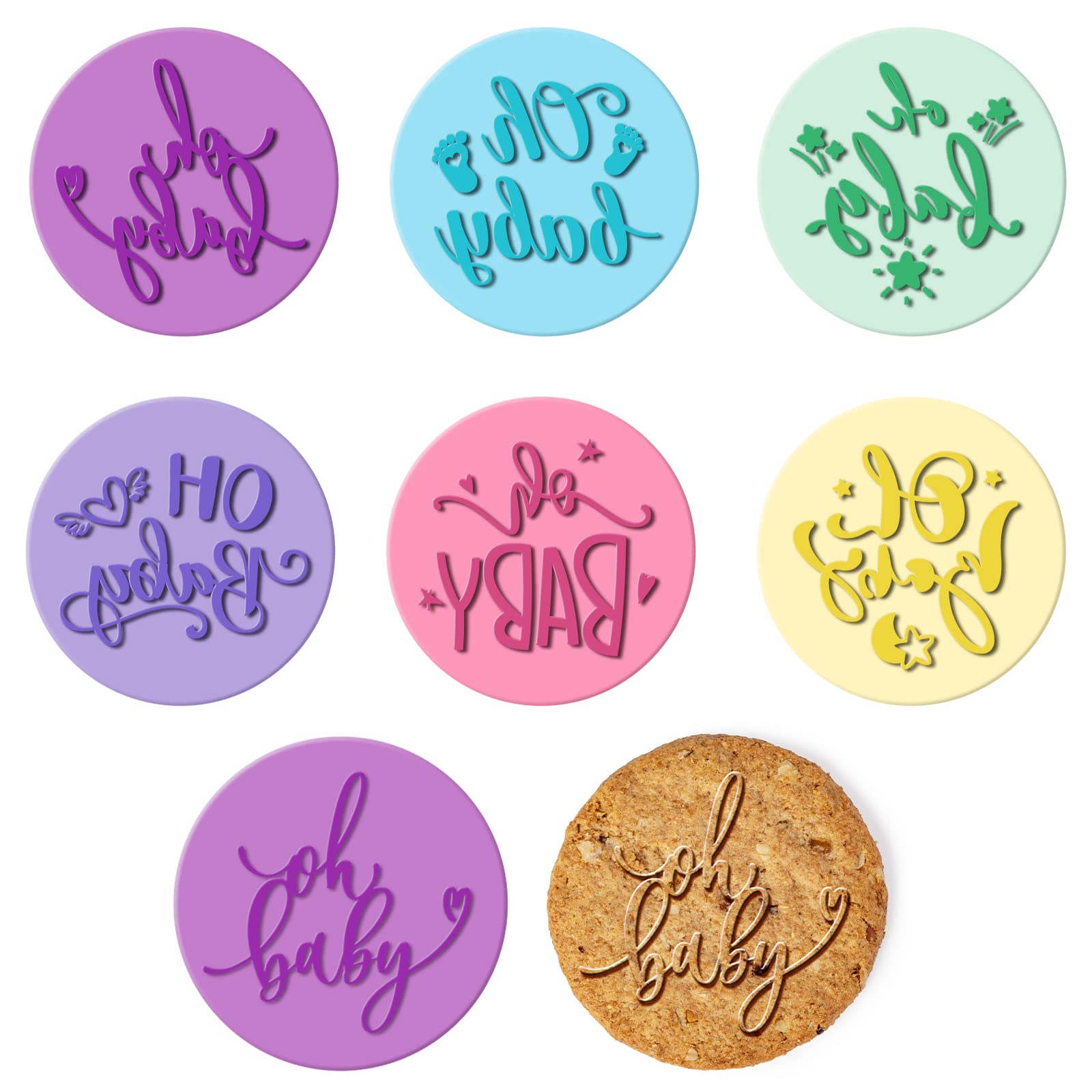 6 Pcs Baby Shower Fondant Embosser Baby Shower Cookie Stamps 3D Design Baby Shower Cookie Cutters Baby Fondant Stamp For Party D