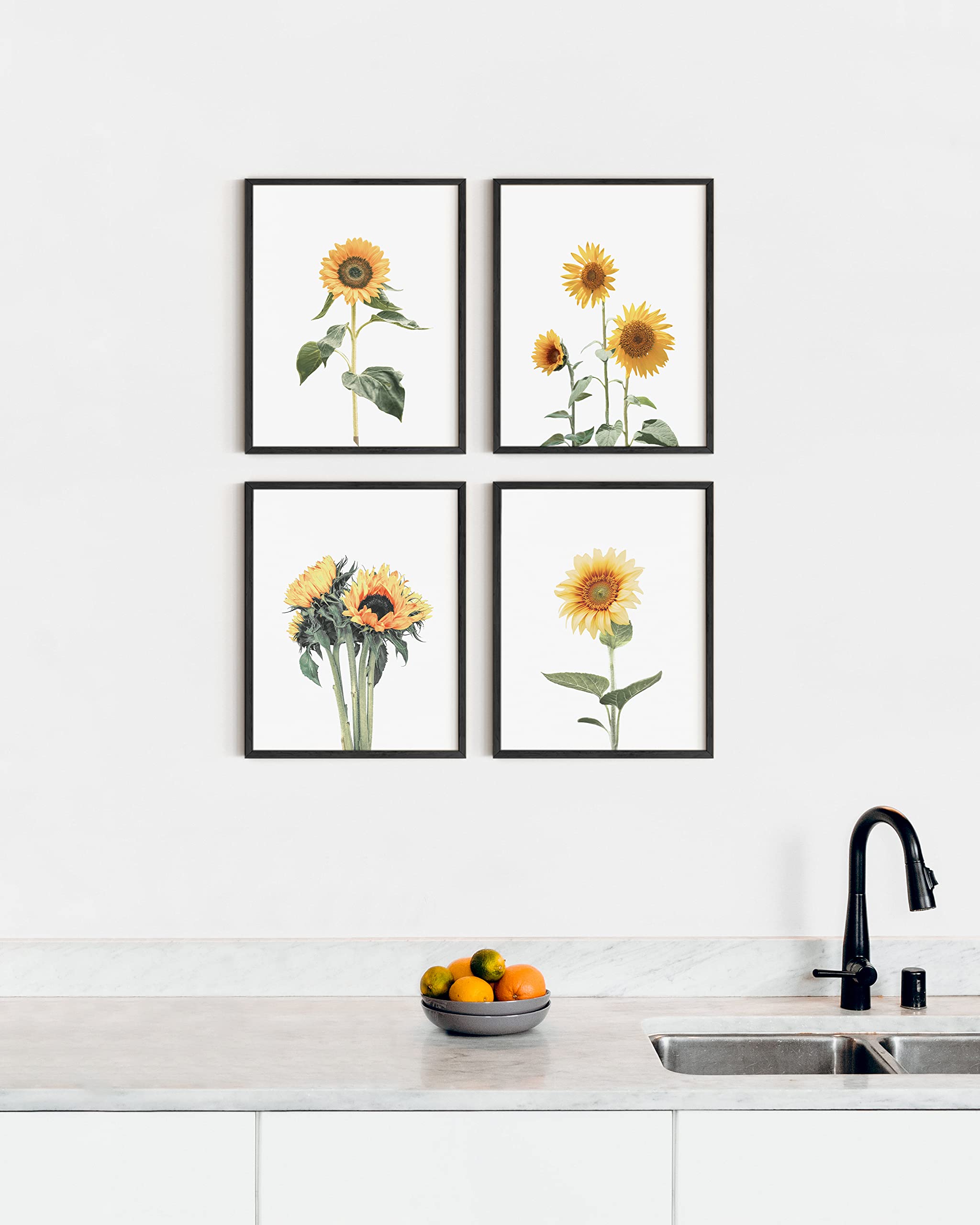 HAUS AND HUES Sunflower Wall Decor and Sunflower Posters Set of 4 Sun Flower Wall Art | Sunflower Paintings for Wall Sunflower Wall Art Sunflower Photos Sunflower Decor (8'' x 10''  UNFRAMED)