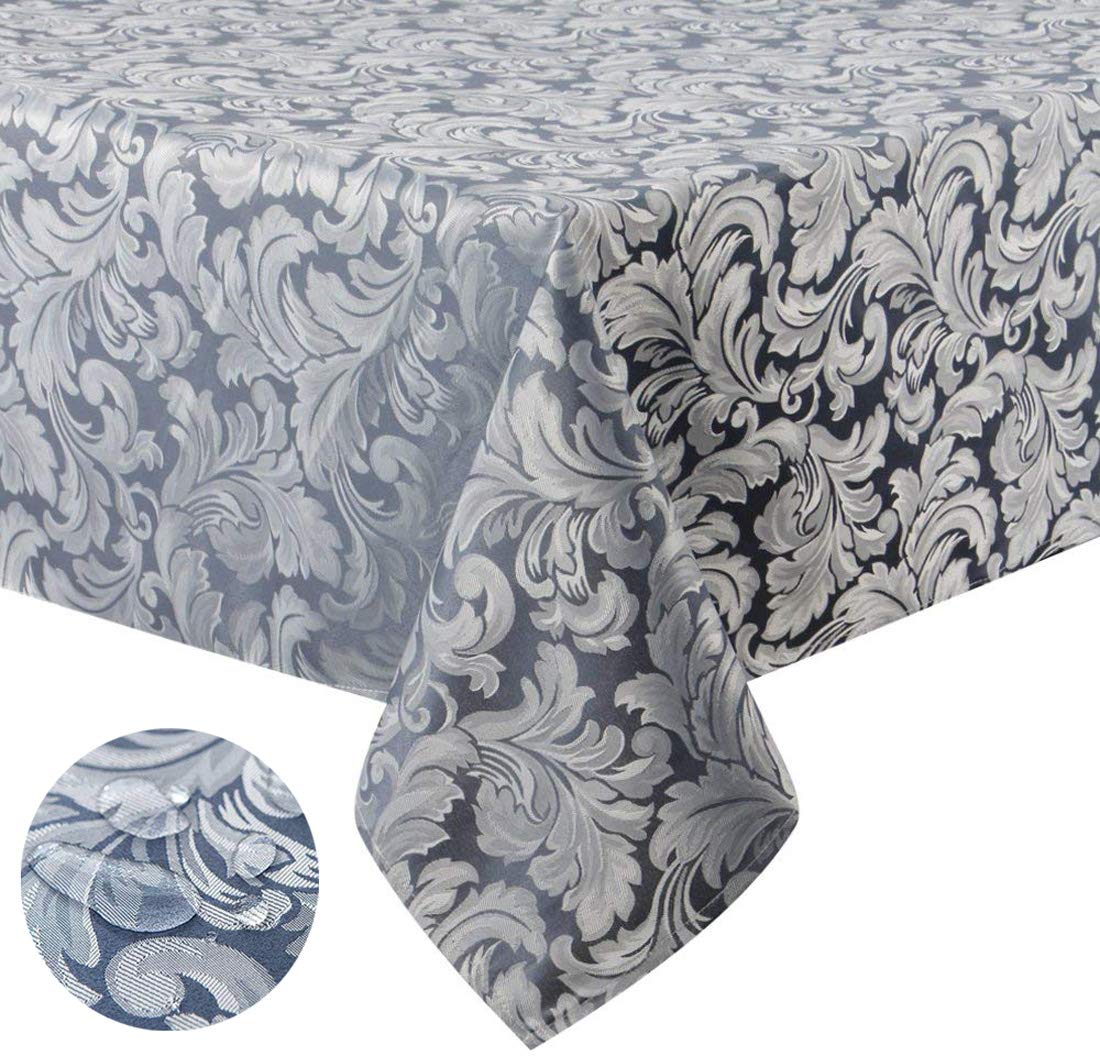 Tektrum 70 X 70 Inch Square Damask Jacquard Tablecloth Table Cover - Waterproof/Spill Proof/Stain Resistant/Wrinkle Free/Heavy D