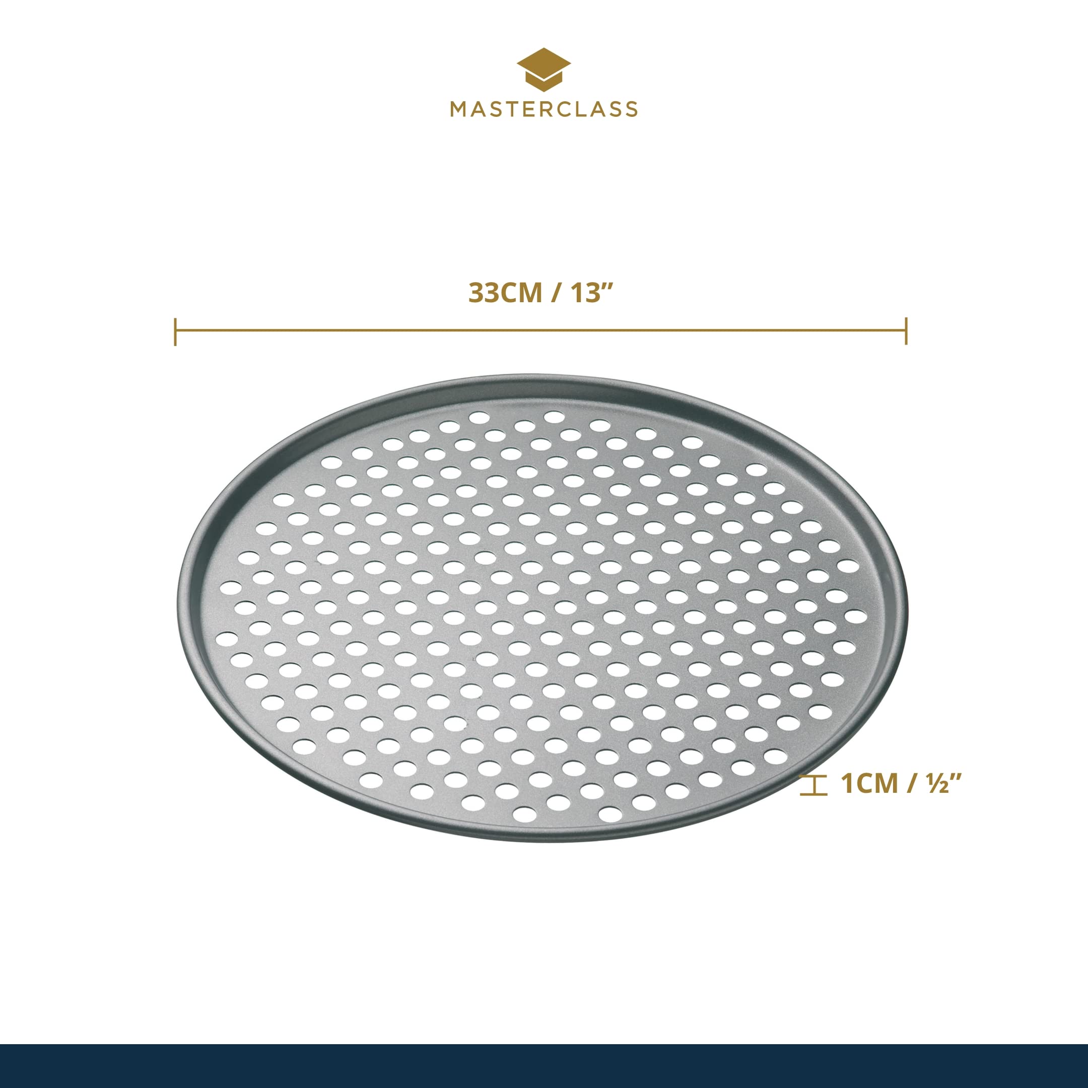 Master Class Kcmchb14 Perforated Pizza Tray, Grey, 32Cm