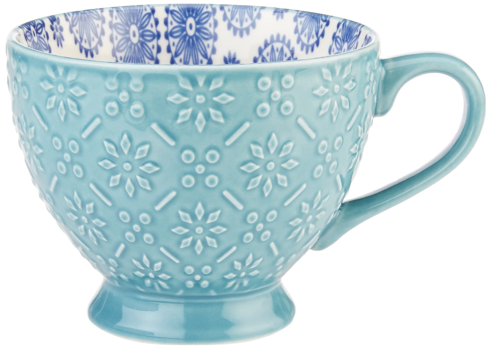 Signature Housewares Assorted Footed Mugs Set of 4, 20 fl oz, Multicolor, Glazed Stoneware