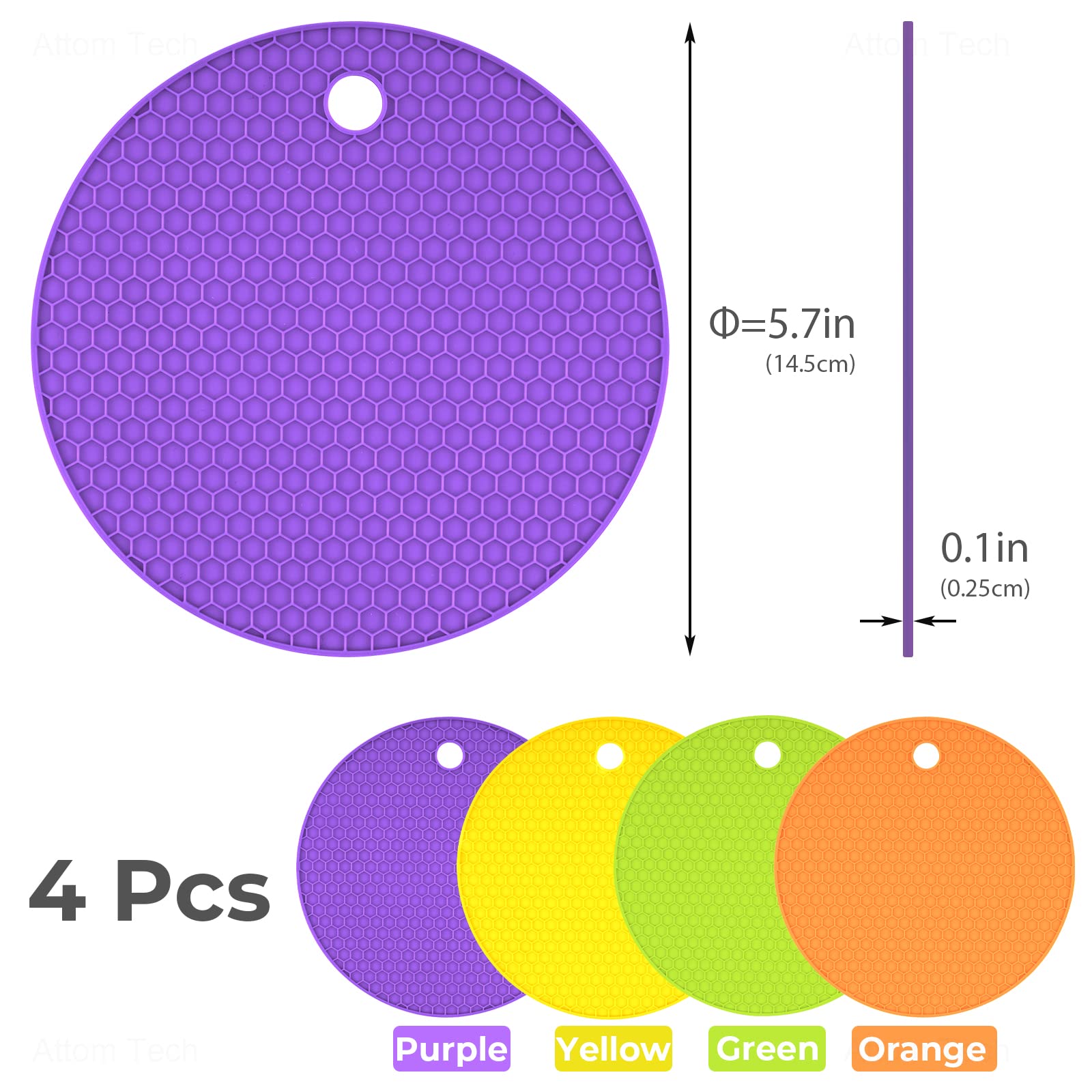 Nihome 4-Pack Silicone Jar Opener Pad For Weak Hands Seniors Kids, Large Non-Slip Jar Gripper Multi-Purpose Kitchen Bottle Opene