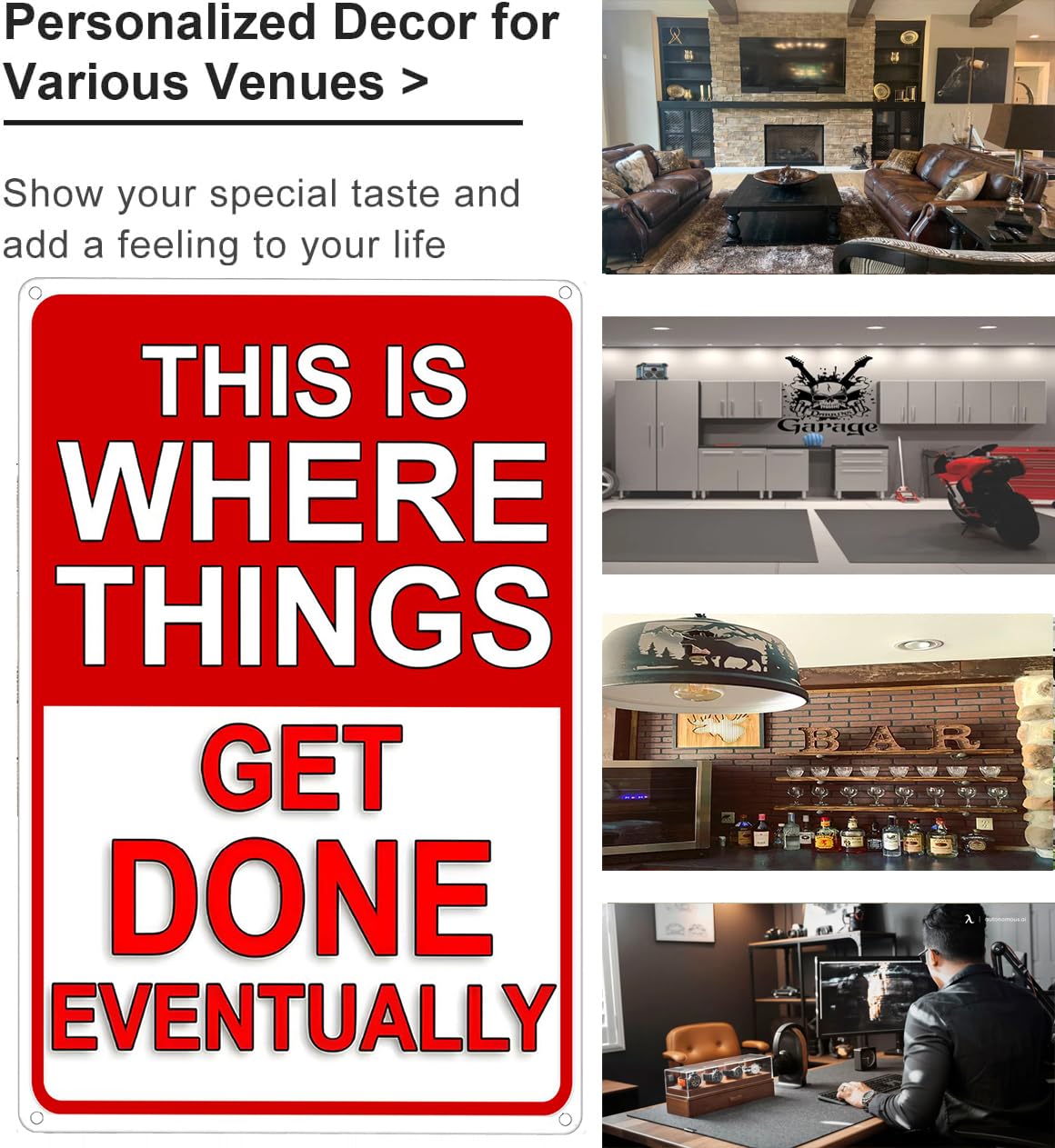 Crazysign Men Gifts Funny This Is Where Things Get Done Eventually Tin Sign for Man Cave Garage Office Workshop Decor 8x12 Inch