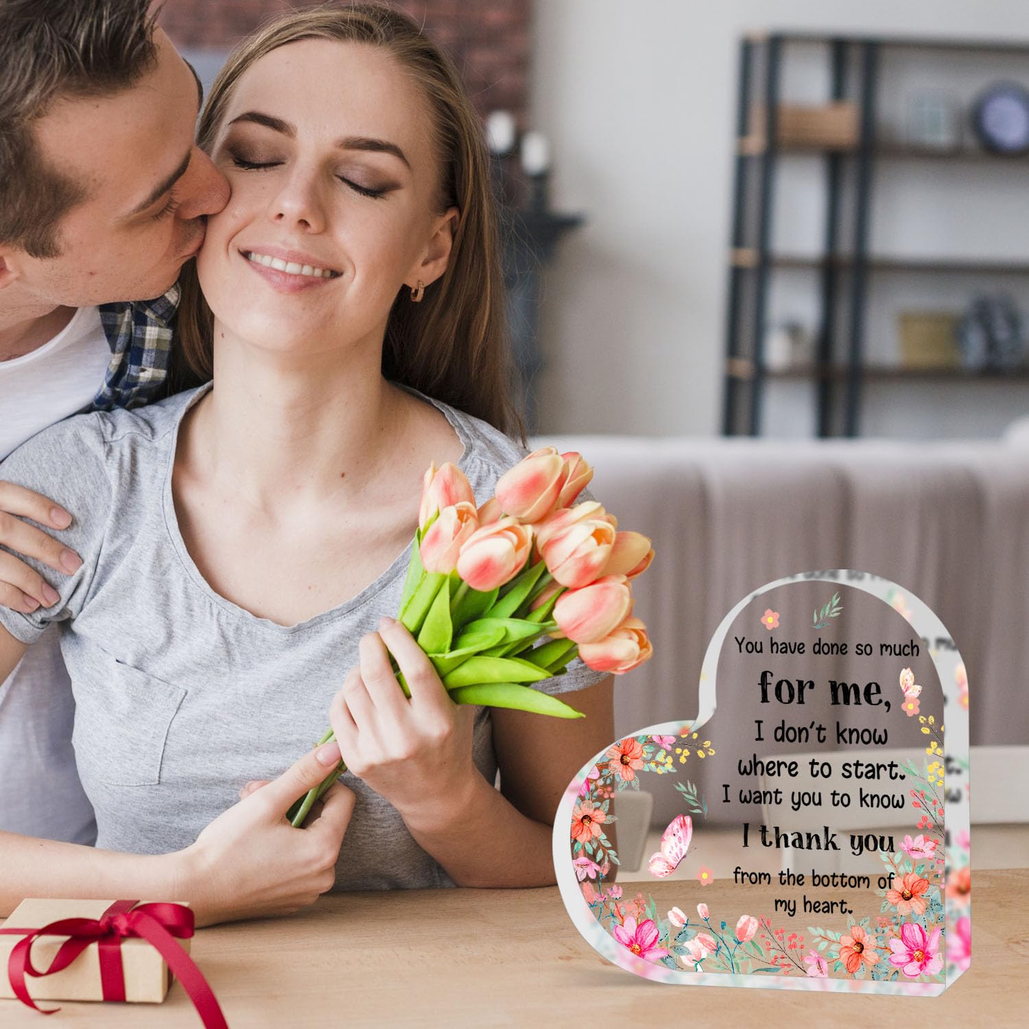 QUPT Appreciation Gifts for Women, Affirmations Heart Shape Acrylic Sign, Graduation Gifts, Inspirational Gifts, Gift to Express
