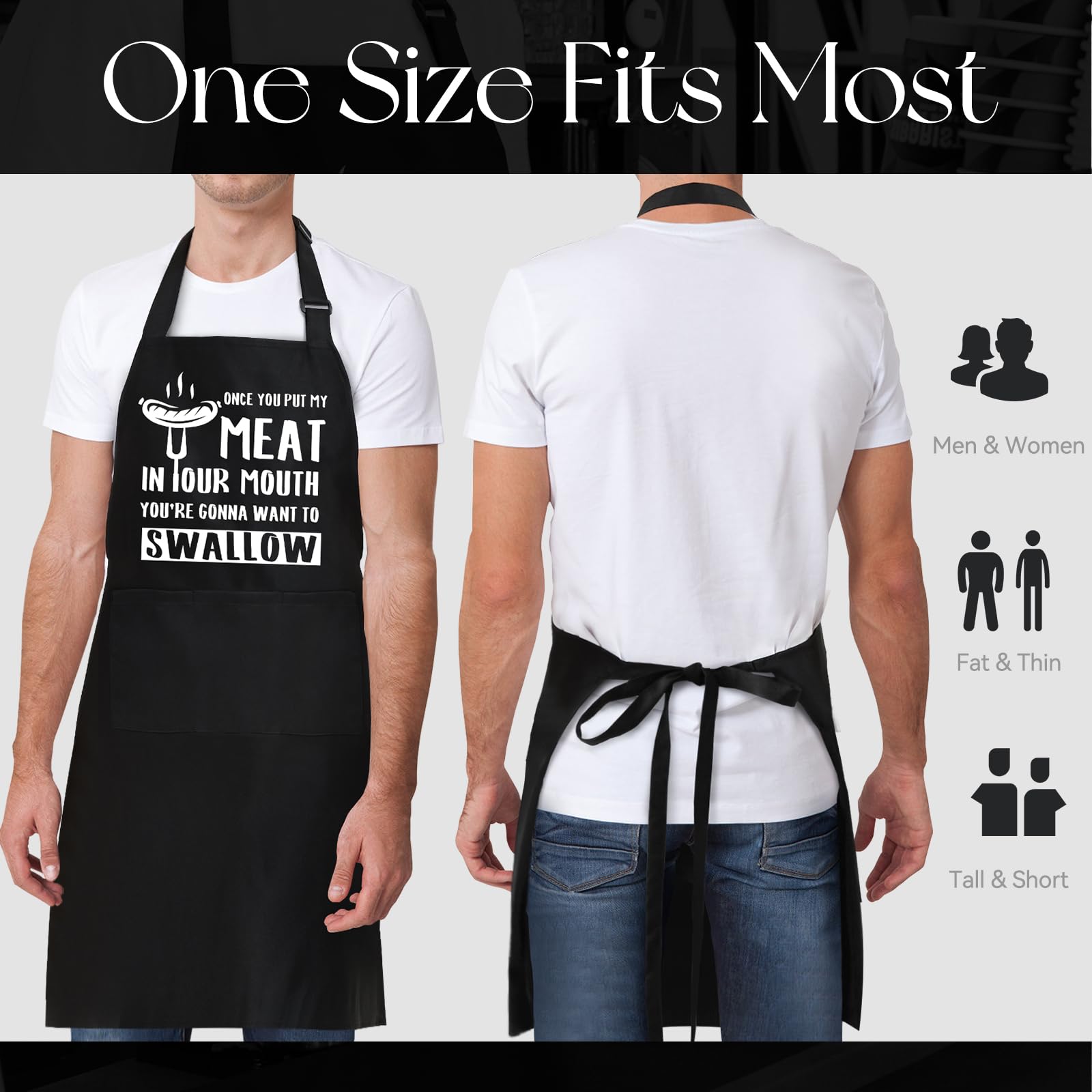Nlus Funny Aprons For Men, Mens Funny Chef Cooking Grilling Bbq Apron With 3 Pockets, Father'S Day Birthday Gifts For Dad Husban