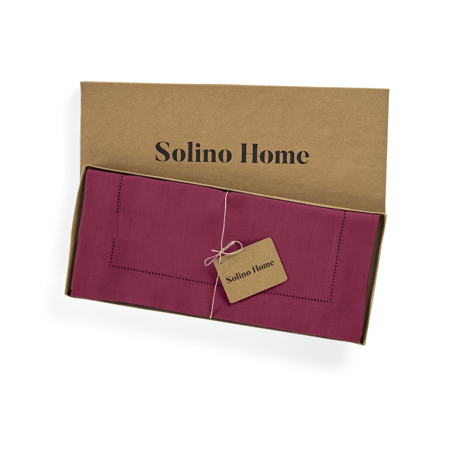 Solino Home Linen Beet Table Runner 36 Inch - 100% Pure Linen Classic Hemstitch Short Table Runner 14 X 36 Inch Ideal For Dresse