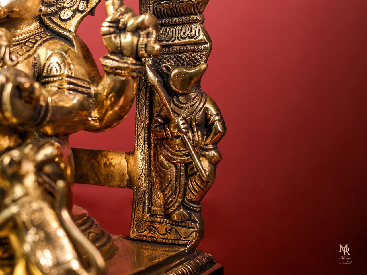 Brass Ganesha Statue With Mosaic, 43 Cm Brass Ganesh Statue, Ganpati Idol, Good Luck Gift For New Beginnings, House Warming Gift