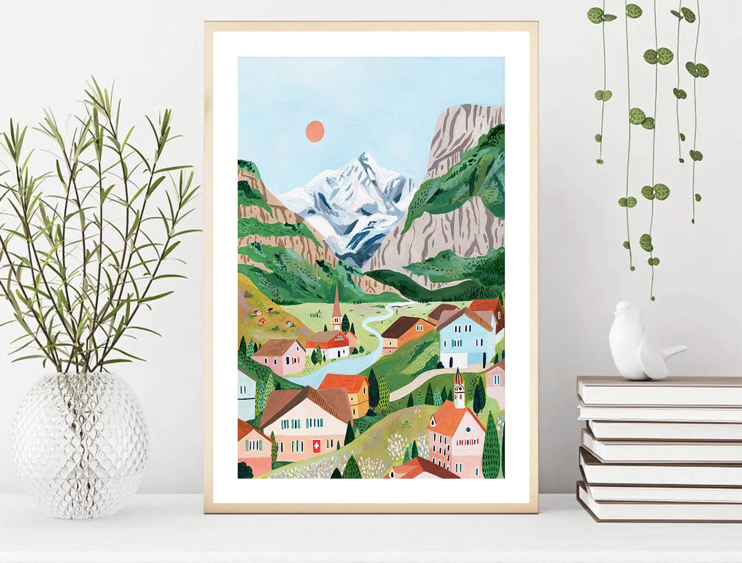 Nationcog Switzerland Art Print, Mountain Wall Art, Swiss Alps Poster, Grindelwald Print, Lauterbrunnen, Travel Poster, Travel G