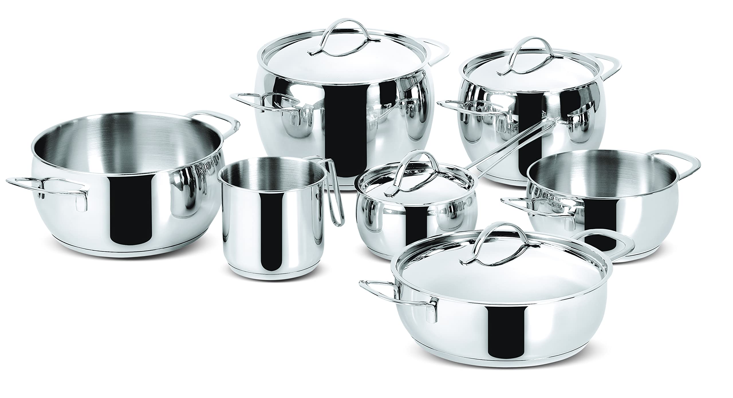 Lagostina 11Pc Euforia Kitchen 18/10 Stainless Steel Pots And Pans Cookware Set , 11 Pieces, Lagoseal Plus Bottom, Cookware With