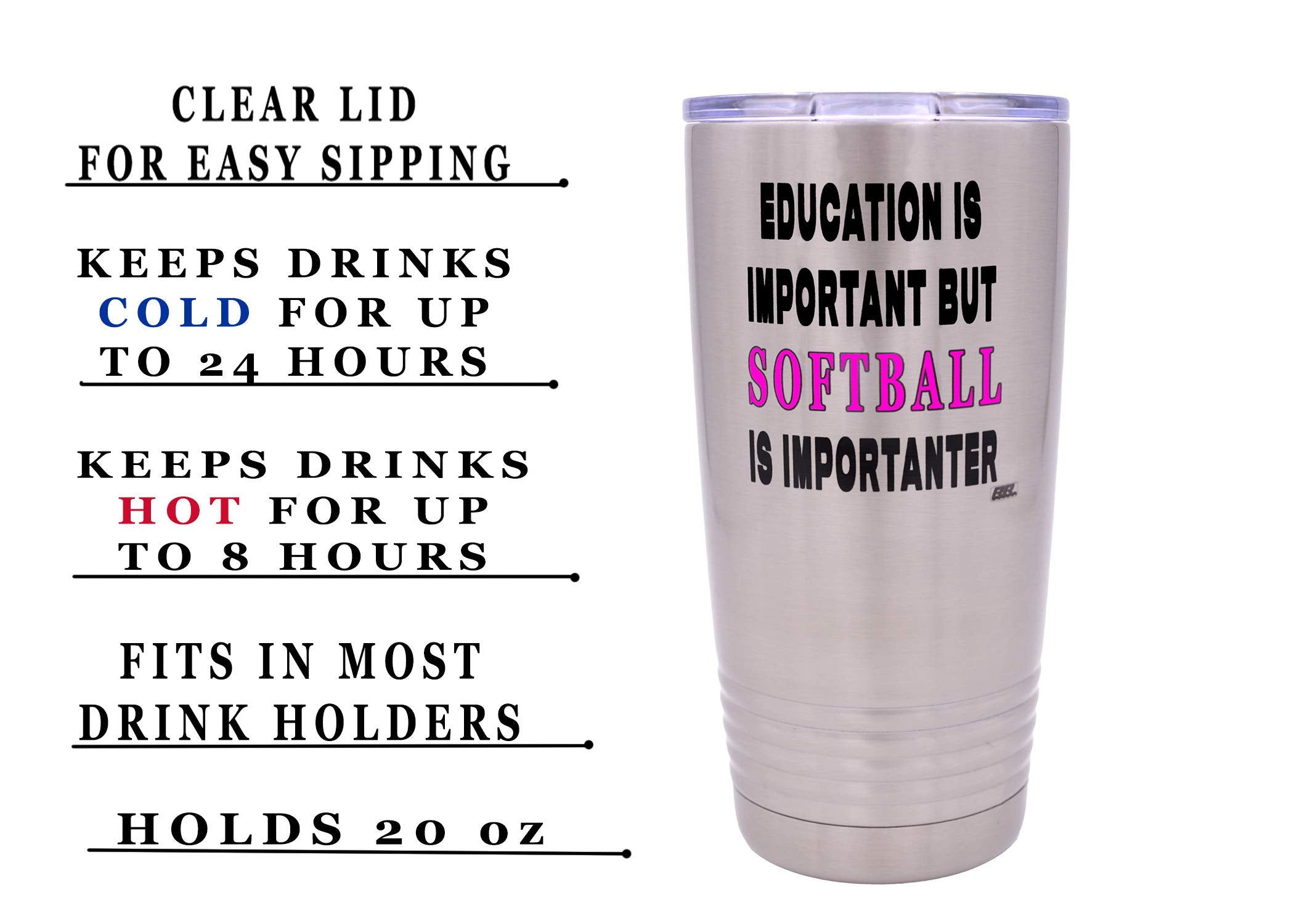 Rogue River Tactical Funny Softball Player 20 Oz. Travel Tumbler Mug Cup W/Lid Education Important Gift Idea