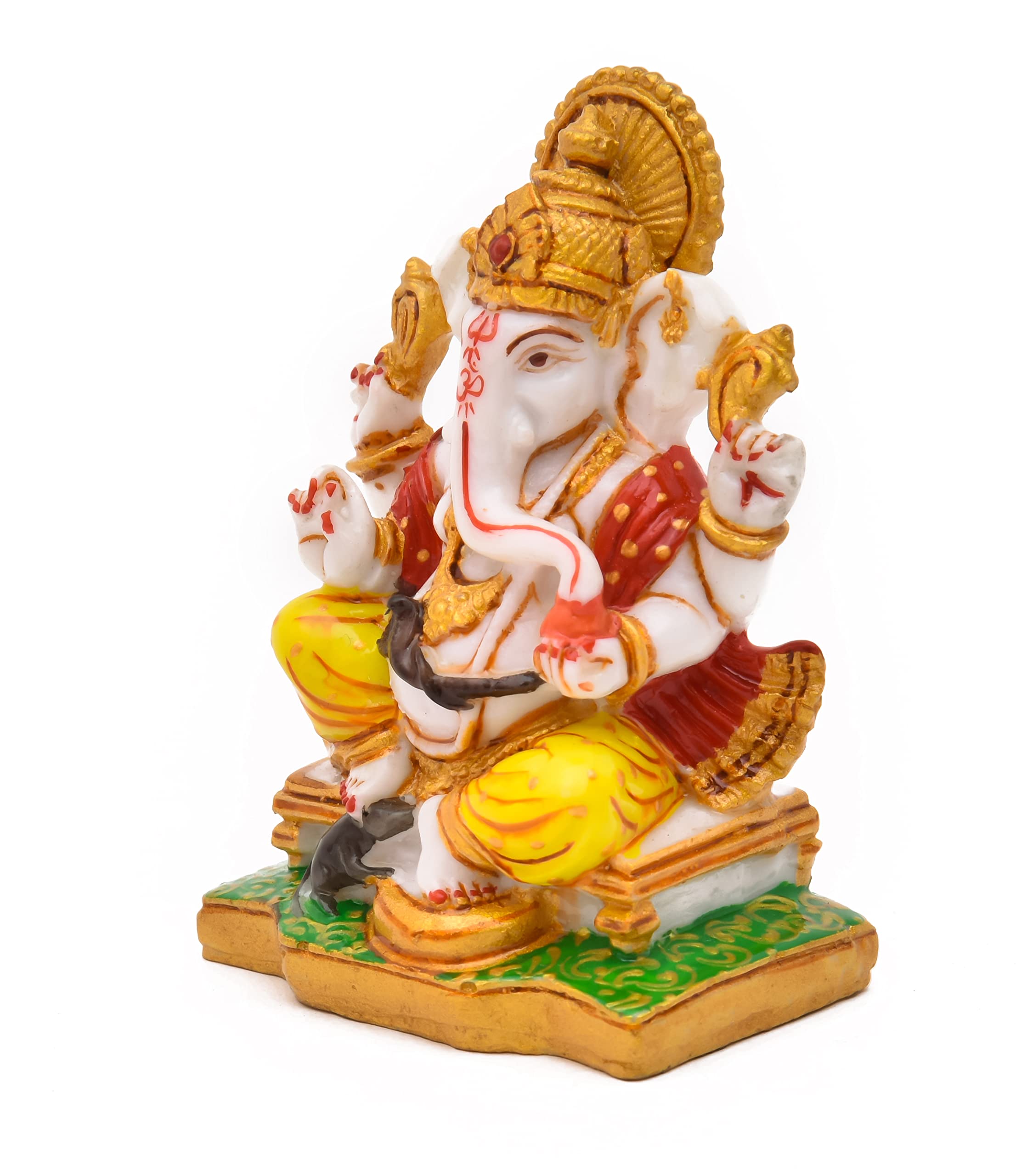 Archna Handicraft Polyresin Lord Ganesha Statue for Pooja Lord Ganesh Murti Idol for Home Office Decorations (4 x 3 Inches)