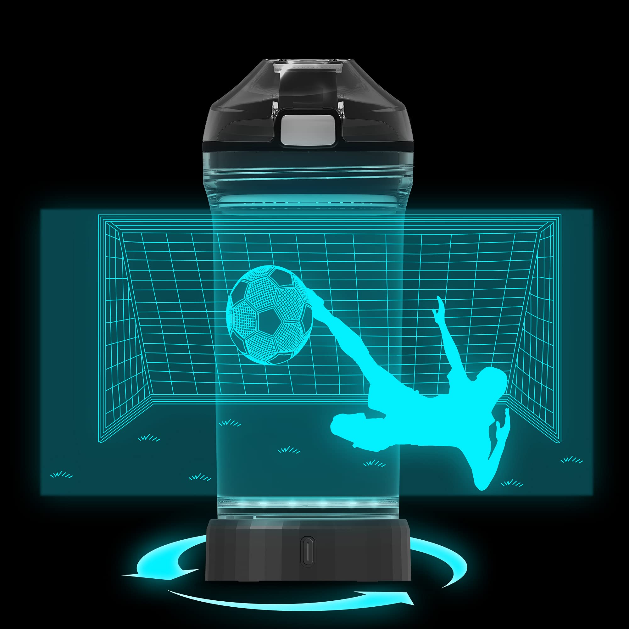 Yuandian Soccer Gifts, Light Up Kids Water Bottle With 3D Soccer Illusion Lamp- 14 Oz Tritan Bpa Free Eco-Friendly - Cool Drinki
