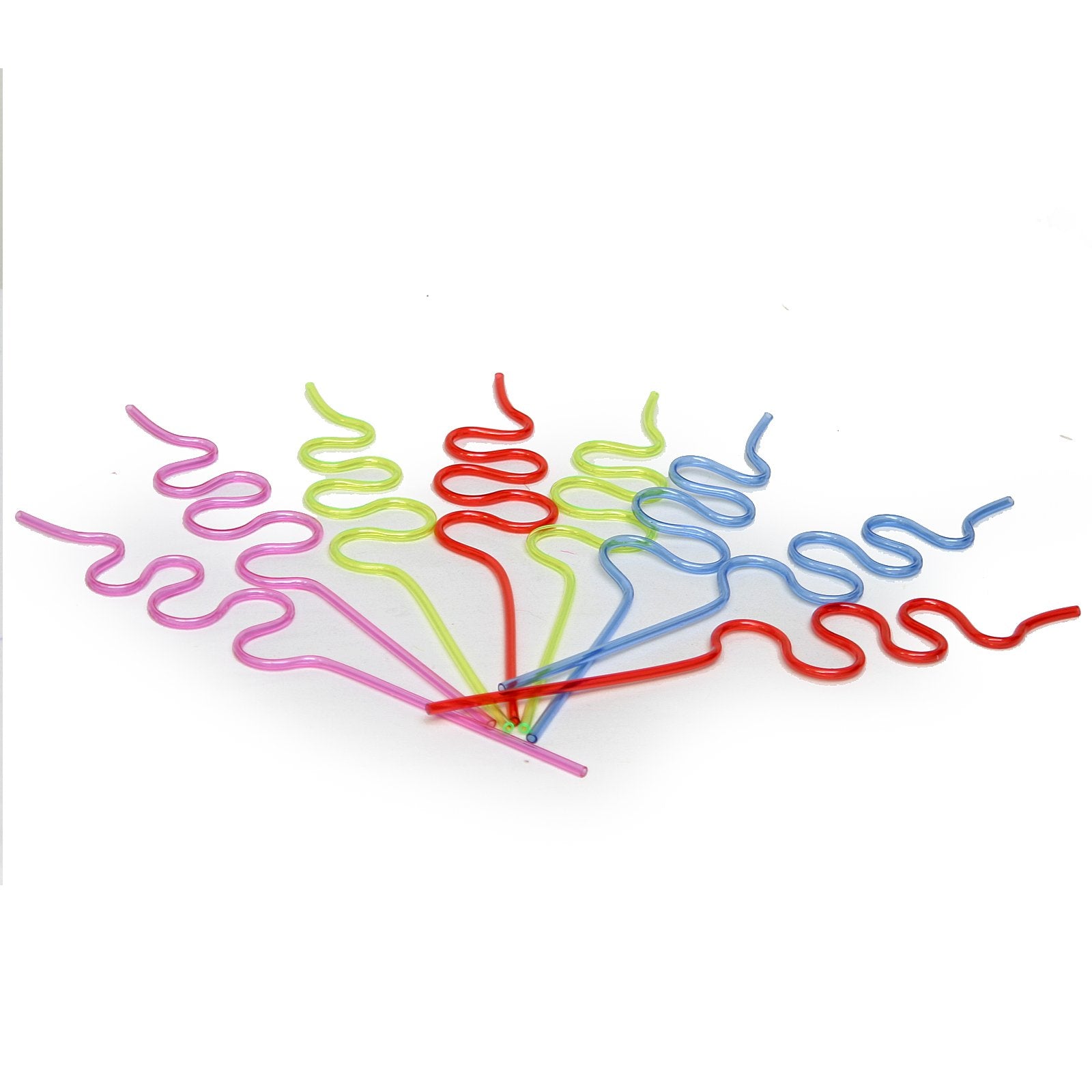 Assorted Color Plastic Squiggle Straws -12'' (8 Ct) - Fun, Reusable, And Vibrant Drinking Straws For Kids & Parties