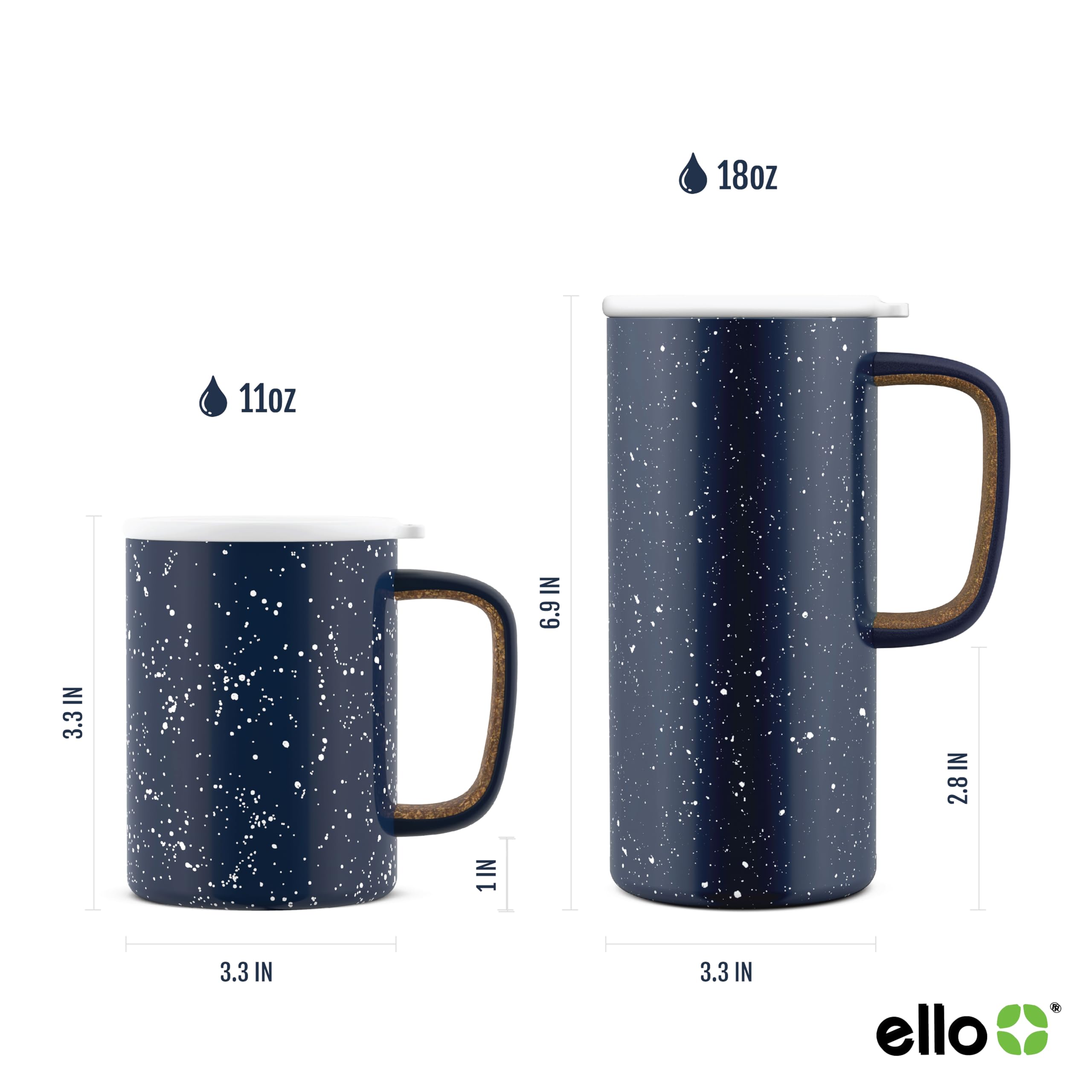 Ello Campy Vacuum Insulated Travel Mug With Leak-Proof Slider Lid And Comfy Carry Handle, Perfect For Coffee Or Tea, Bpa Free, A