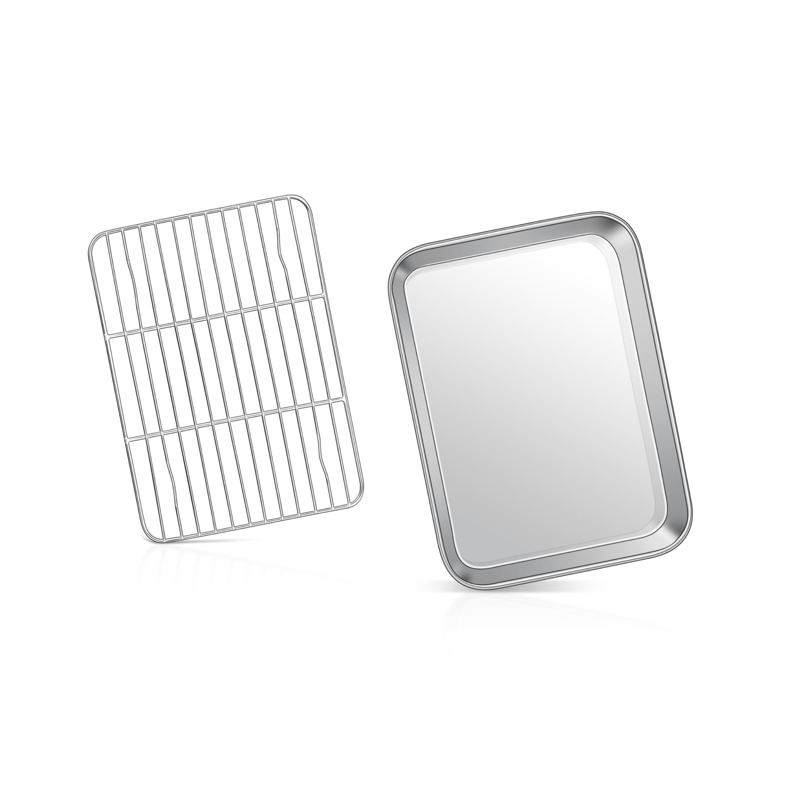 Joyfair Toaster Oven Baking Pan With Rack, 9   X 7    Stainless Steel Small Baking Tray And Cooling Rack Set, Great For Cookies/