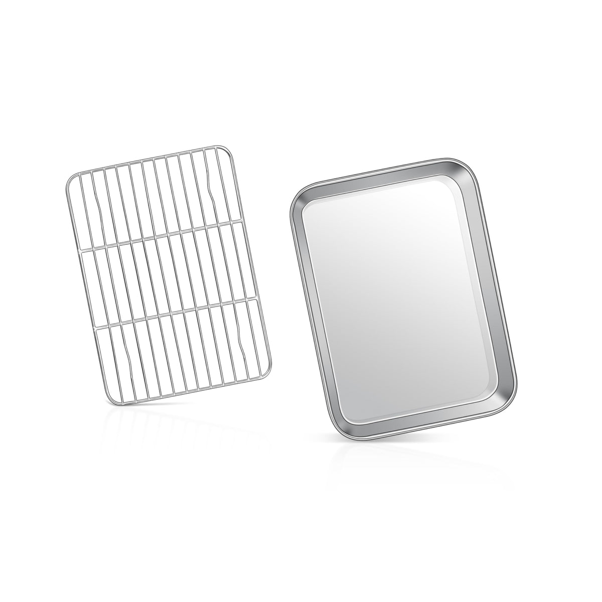 Joyfair Toaster Oven Baking Pan With Rack, 9   X 7    Stainless Steel Small Baking Tray And Cooling Rack Set, Great For Cookies/