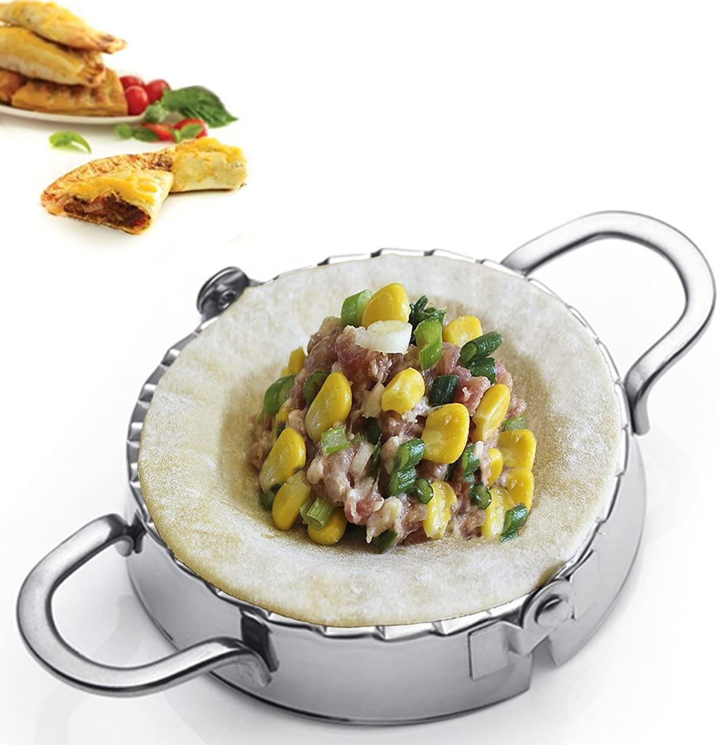 Kaycrown Stainless Steel Empanada Press Ravioli Mold Pierogi Dumpling Maker Wrapper Pastry Dough Cutter Kitchen Accessories (Xl: