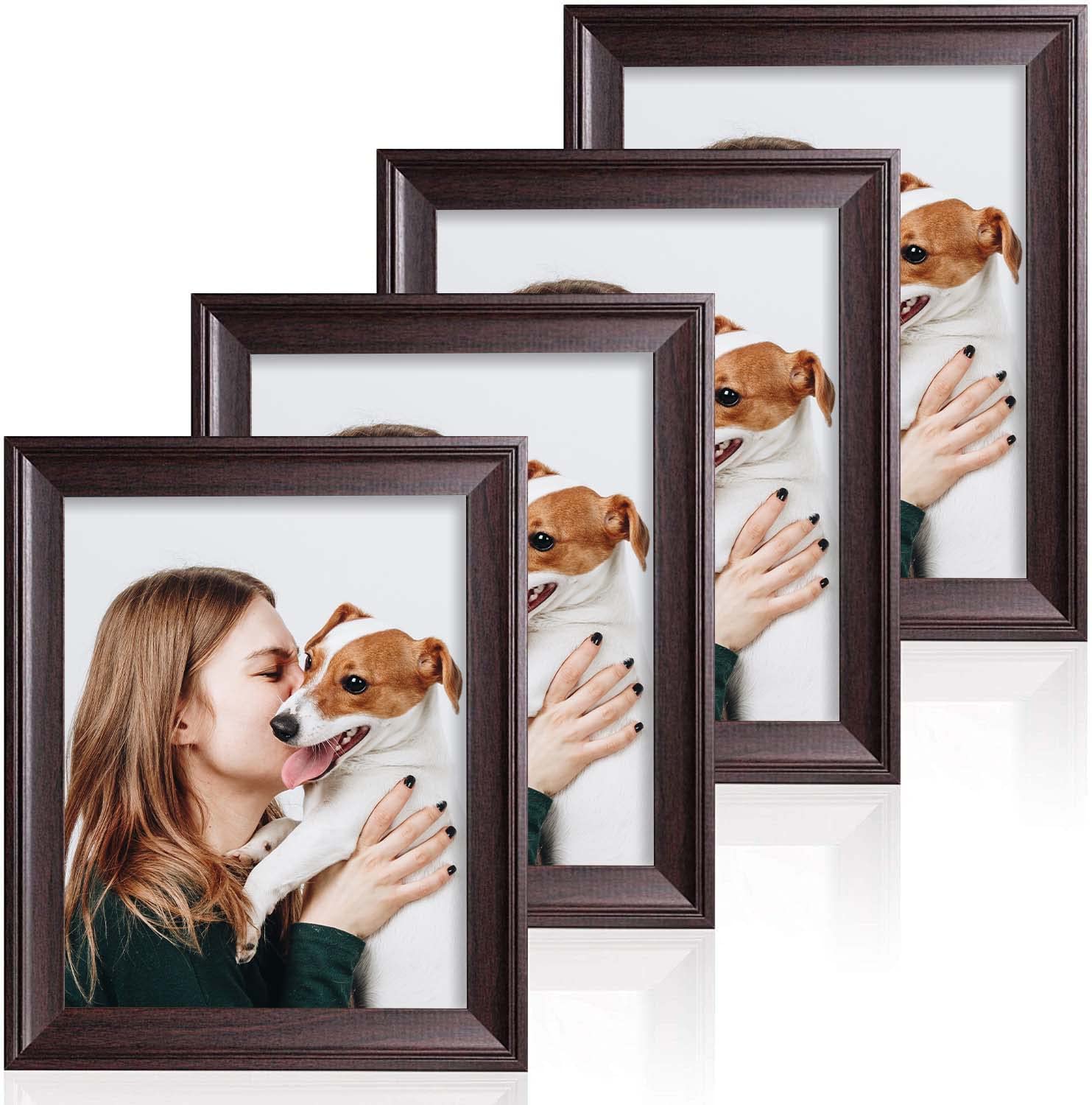 iRahmen 8x10 Picture Frame Set of 4, Rustic Retro Photo Frame with HD Glass, Display Pictures 8 x 10 Without Mat, Wooden Picture