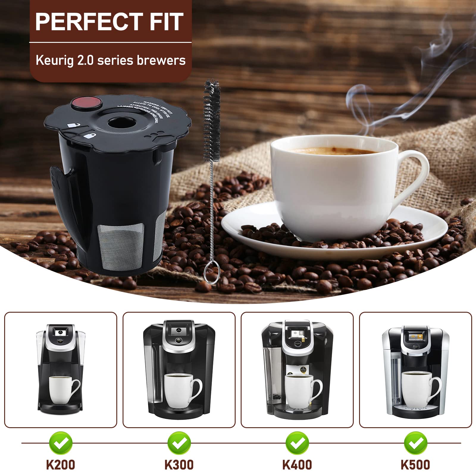 6-Pack Sikawai Fit For 119367 Reusable Coffee Keurig Filter Replacement Part K200 K250 K300 K350- Reusable K Cups For Keurig K-C