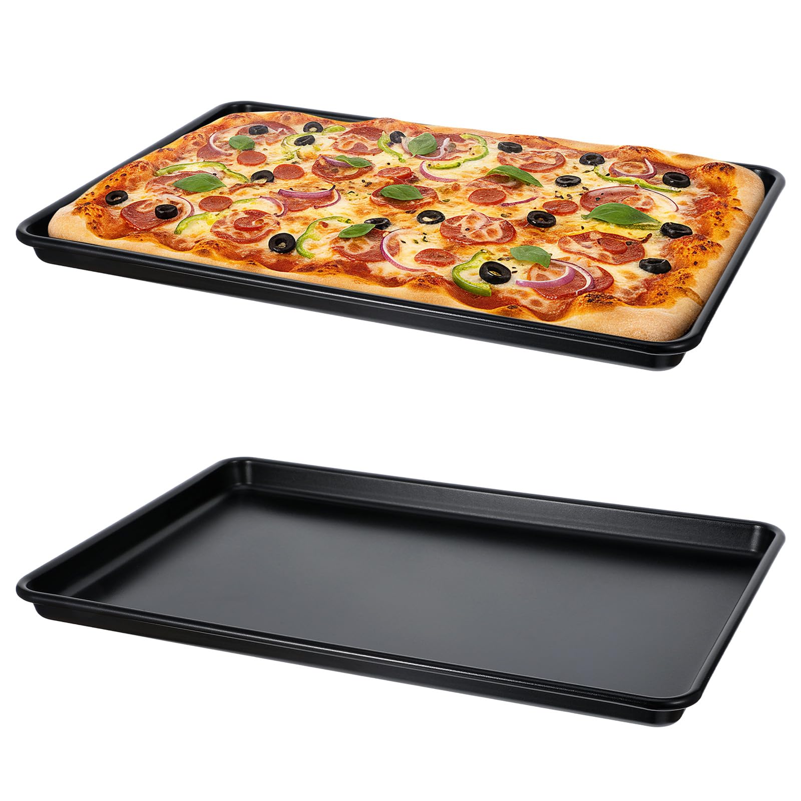 SHENLIU 2 Pcs 17 Inch Grandma Style Pizza Pan, 17 x 12 x 1 inches