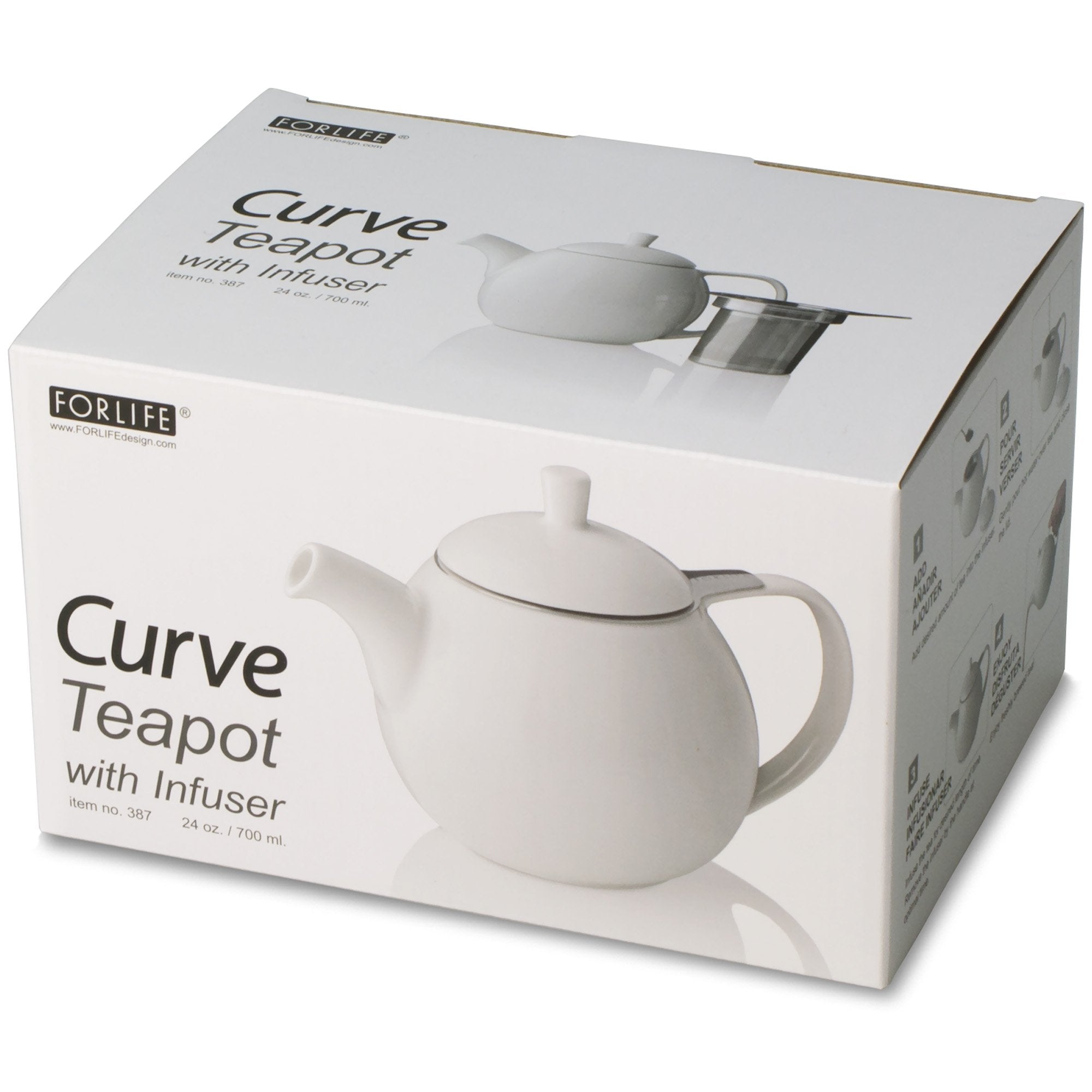 Forlife Curve Teapot With Infuser, 24-Ounce, Turquoise