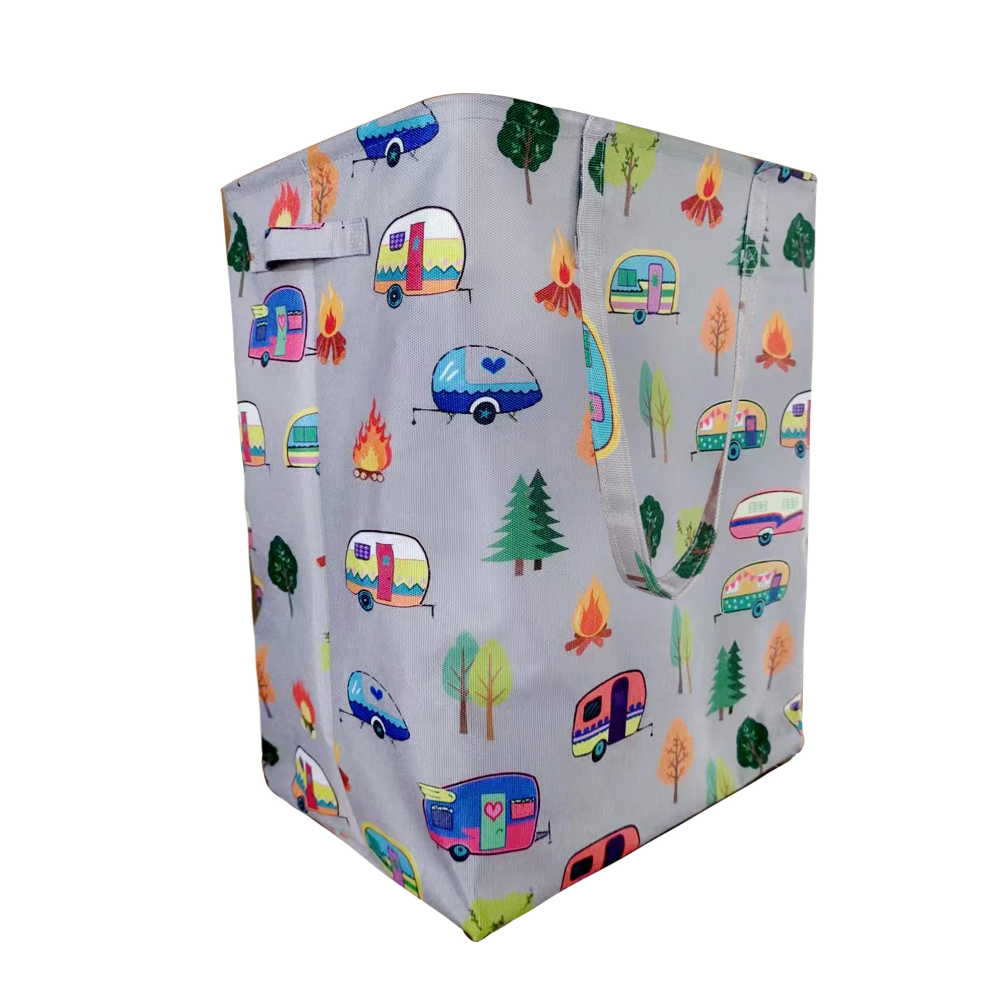 Kay&J Collapsible 60L Laundry Hamper, Slim And Tall Laundry Basket, Long Handles For Portability, Great For Home And Camper Use,