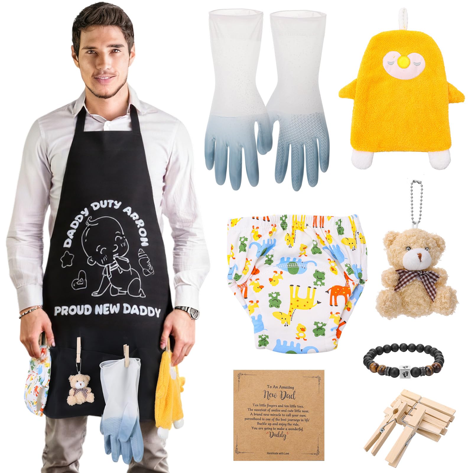 Xlsxexcl New Daddy Apron With Pockets, Baby Shower Gifts For Men
