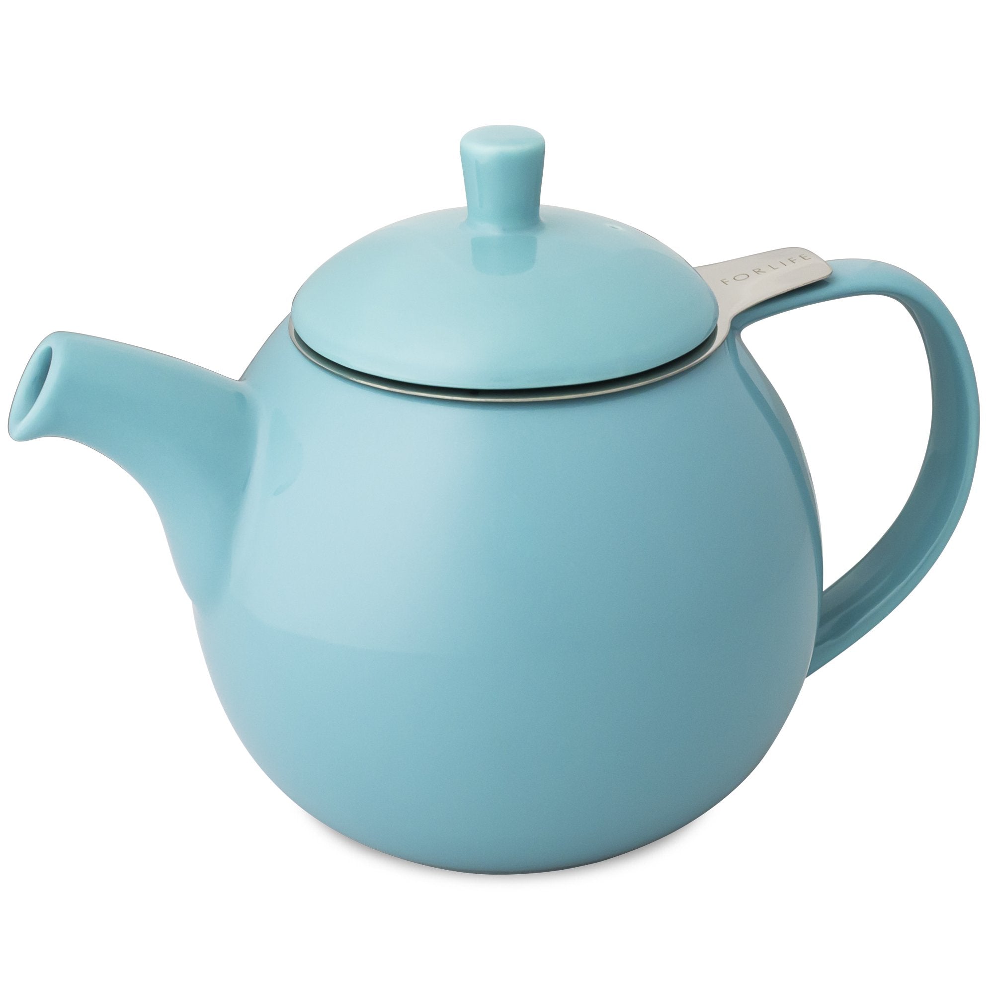 Forlife Curve Teapot With Infuser, 24-Ounce, Turquoise