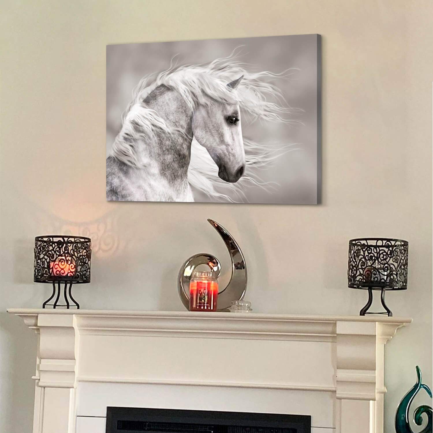 Animals Artwork Wildlife Picture Painting: Horse Head Graphic Art Print Wall Art For Wall Decor (45    X 30    X 1 Panel)