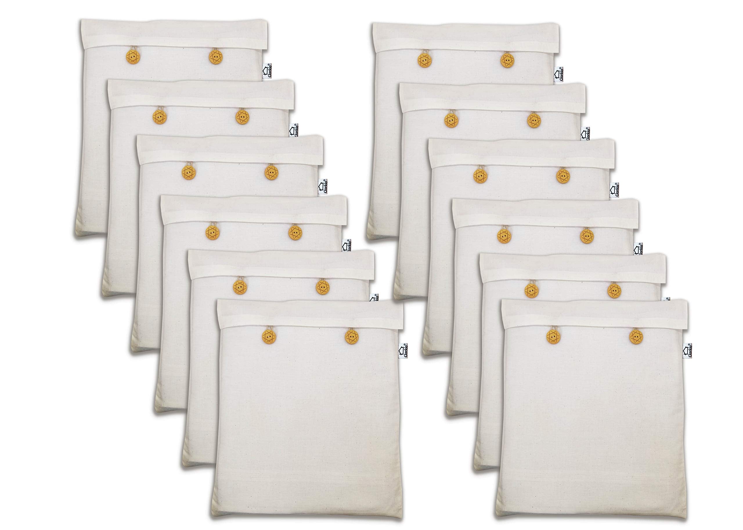 Clarkia Reusable Cotton Saree Cover Set Of 24 Big Size For Storage, Wardrobe Organizer Bags Saree Bags Cotton (16X14 Inch, Beige