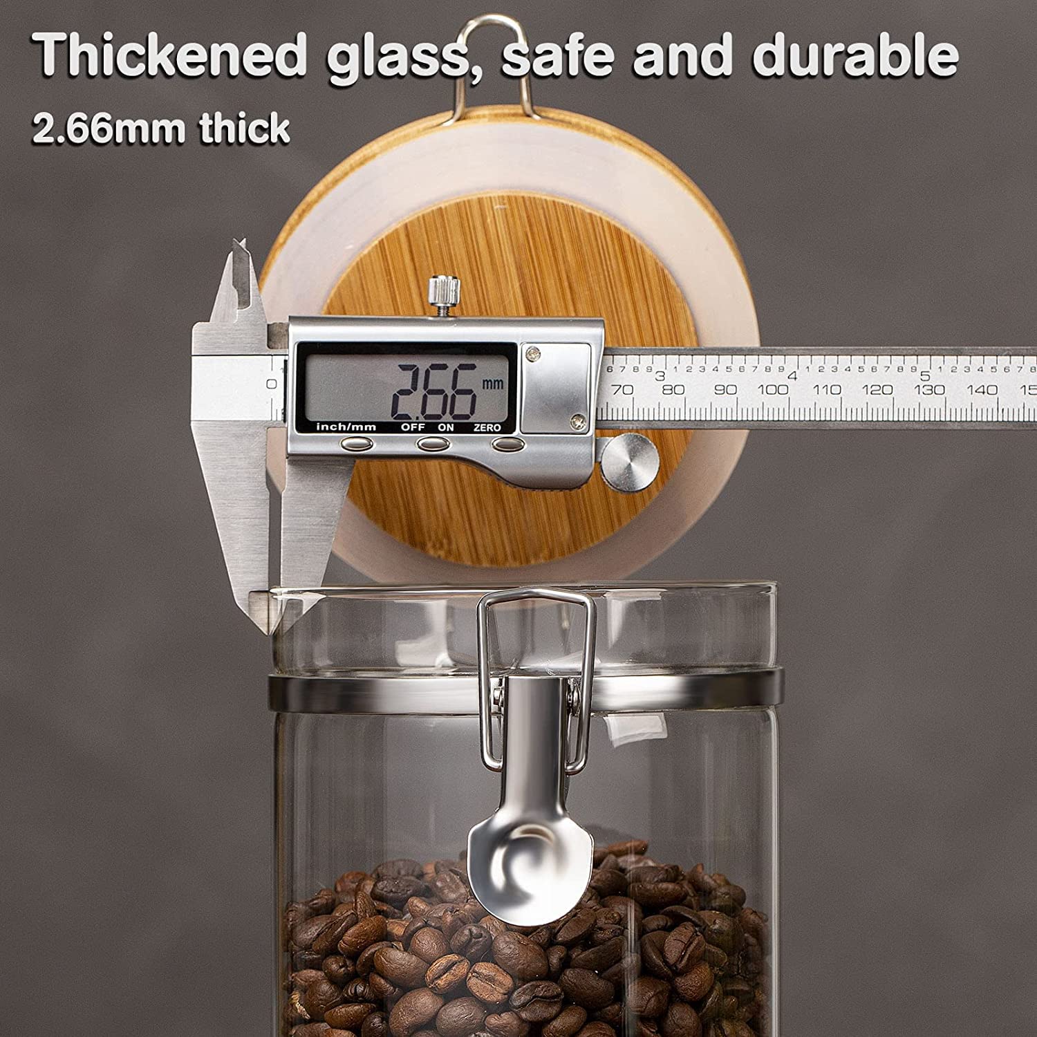 Yangbaga Glass Sugar Coffee Canister For Ground Coffee, 2  45Oz Coffee Containers With Shelf Coffee Station Coffee Bar Accessori