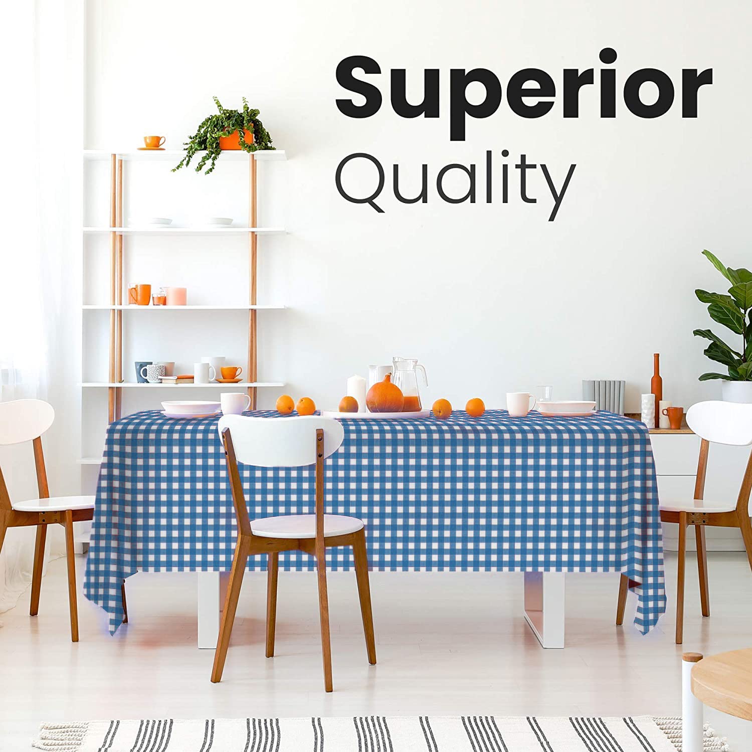 Hsgus 14 Pack Plastic Blue Premium Gingham Checkered Picnic Tablecloth 54X108 In. Rectangle Disposable Table Covers - Disposable