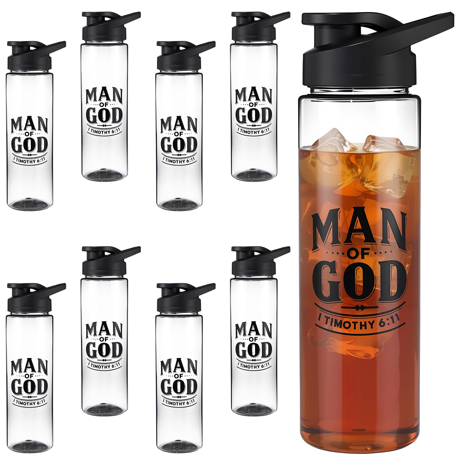 Skylety 10 Pcs Man of God Water Bottles 24 oz Christian Fast Flow Lid