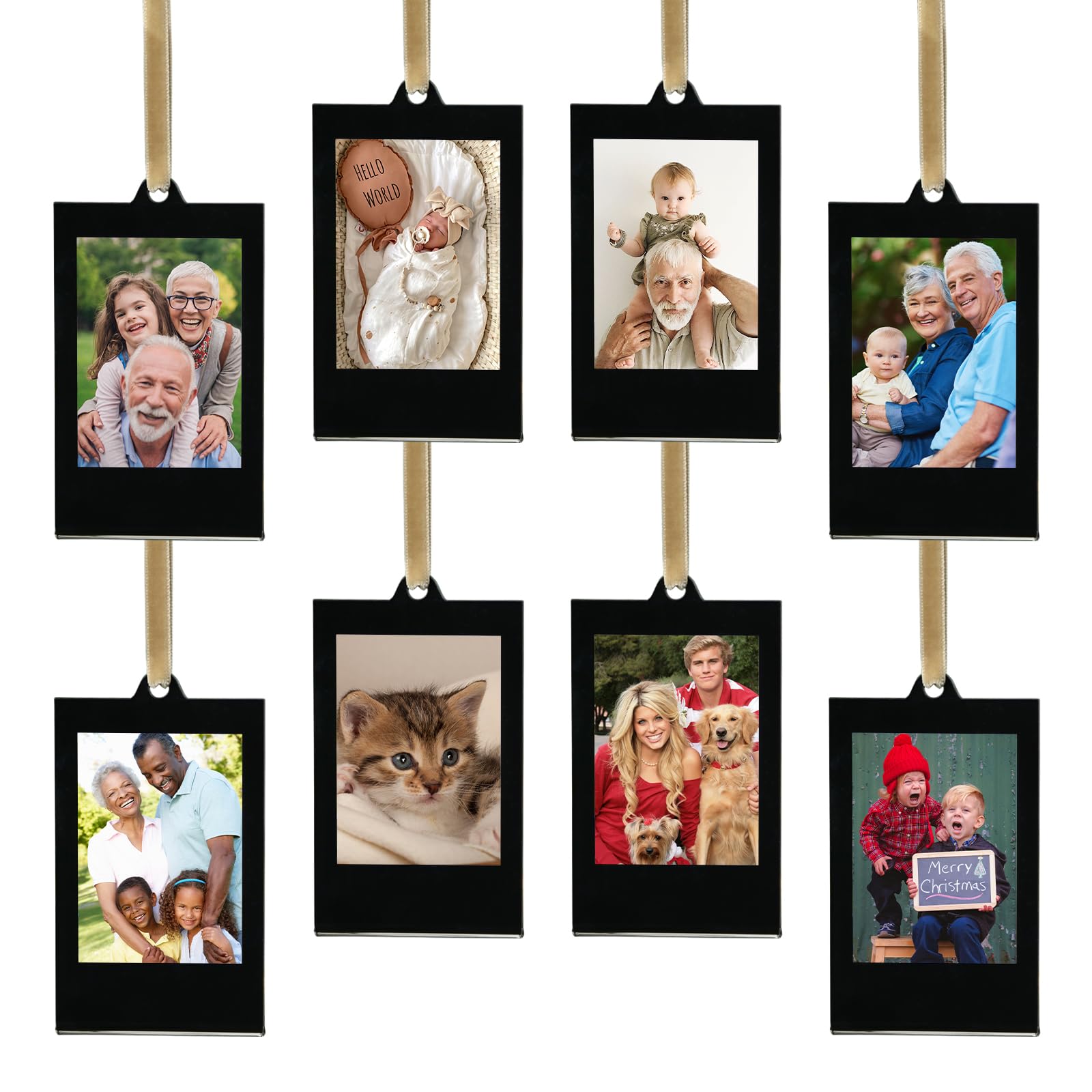 UNIQOOO 8 Set Christmas Instax Acrylic Picture Frames 8.6 * 5.4cm Fujifilm Polaroid Picture Ornaments, Blank Double-Sided Pictur