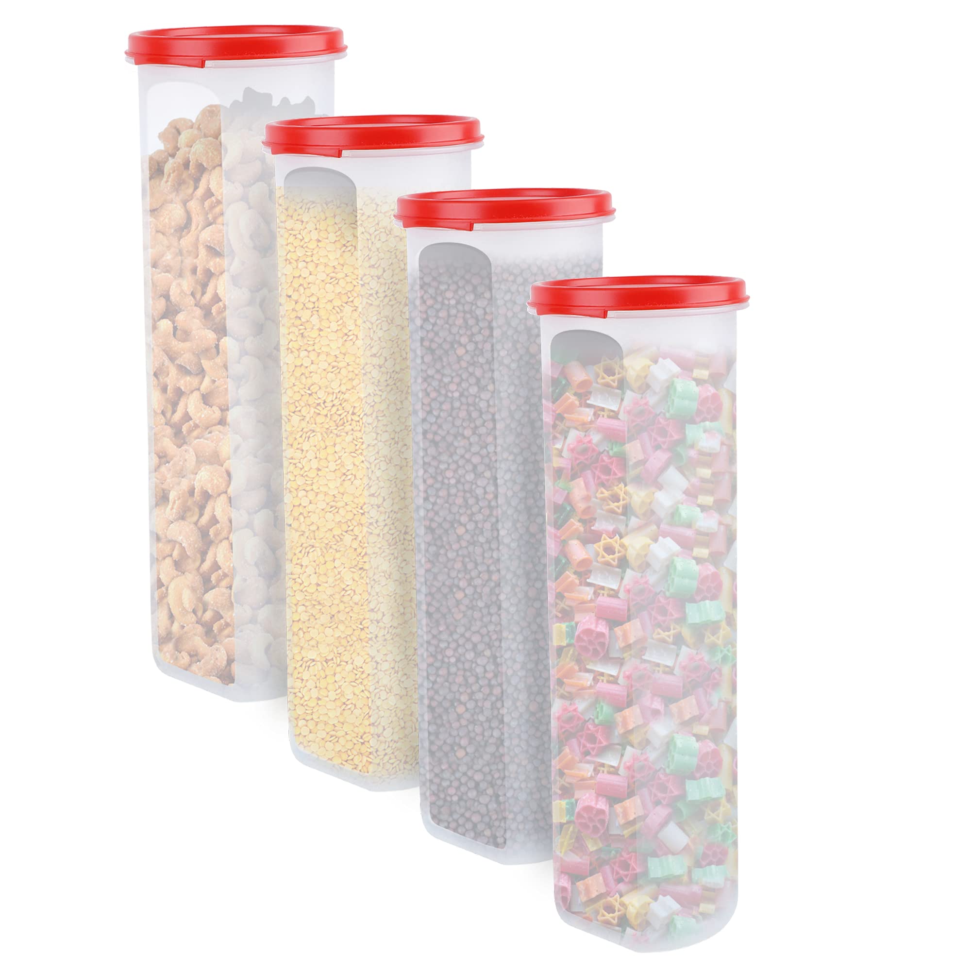 Cutting Edge 1100Ml Smart Slim Storage Airtight ContainerRed,Set Of 4