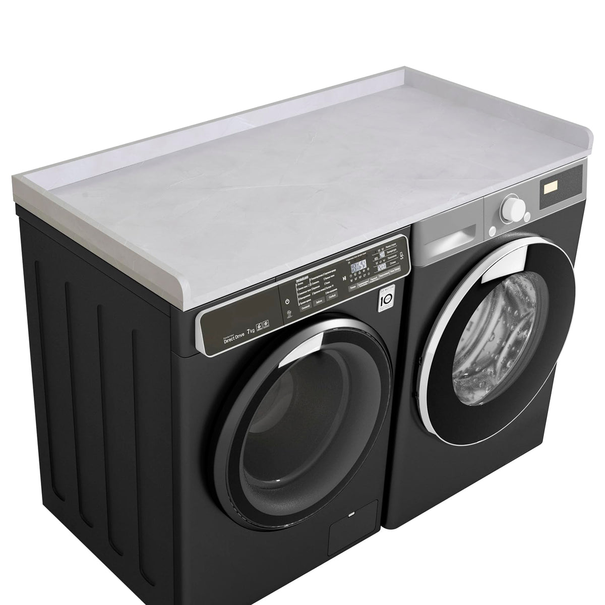 Kaboon Washer Dryer Countertop, Melamine Countertop With Edge Rails - 27.5'' Depth X 54'' Width Laundry Room Organization, White
