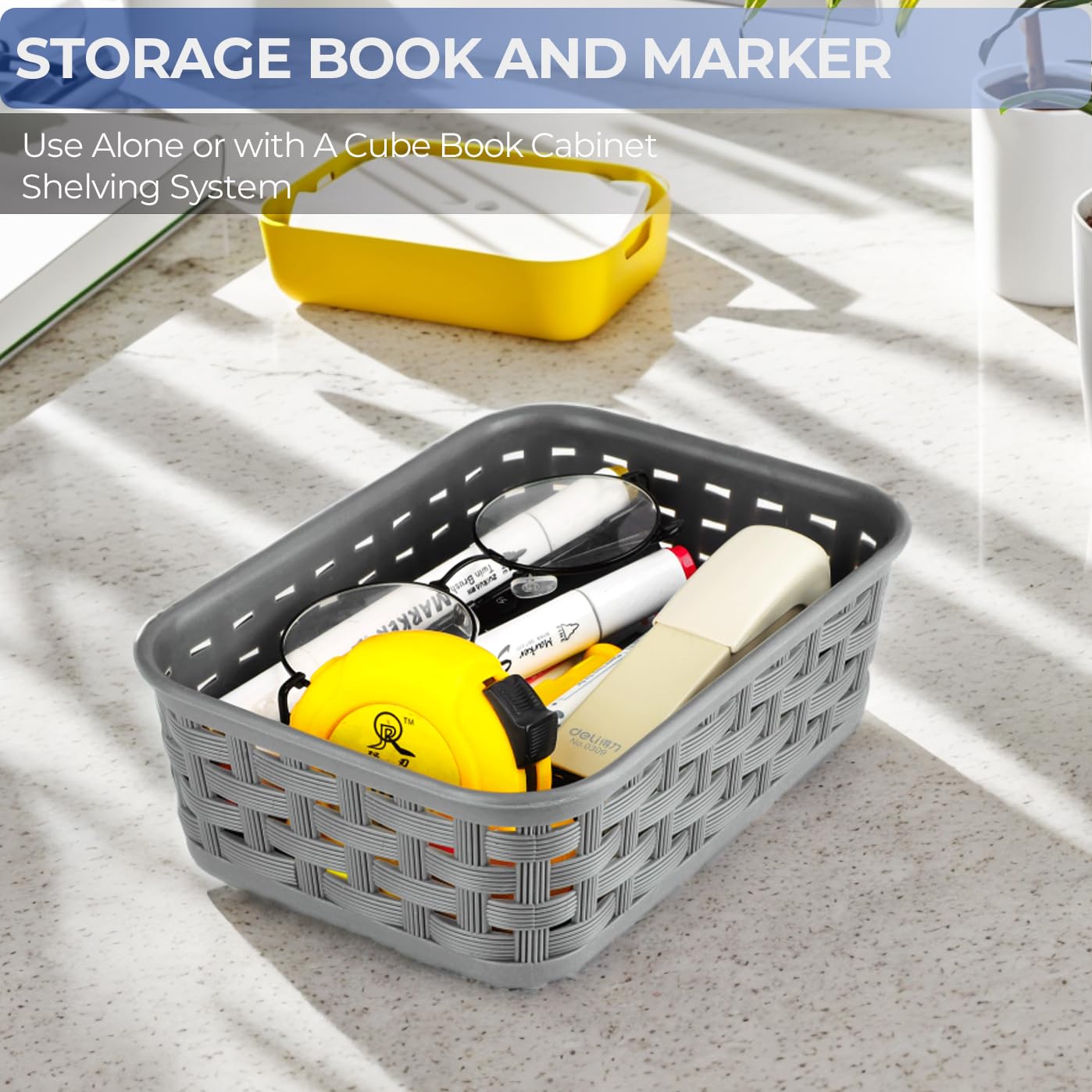 3 Pack Small Plastic Basket, Storage Bin Baskets For Organizing, Pantry Organizer Household Wicker Storage For Laundry Room, Bed