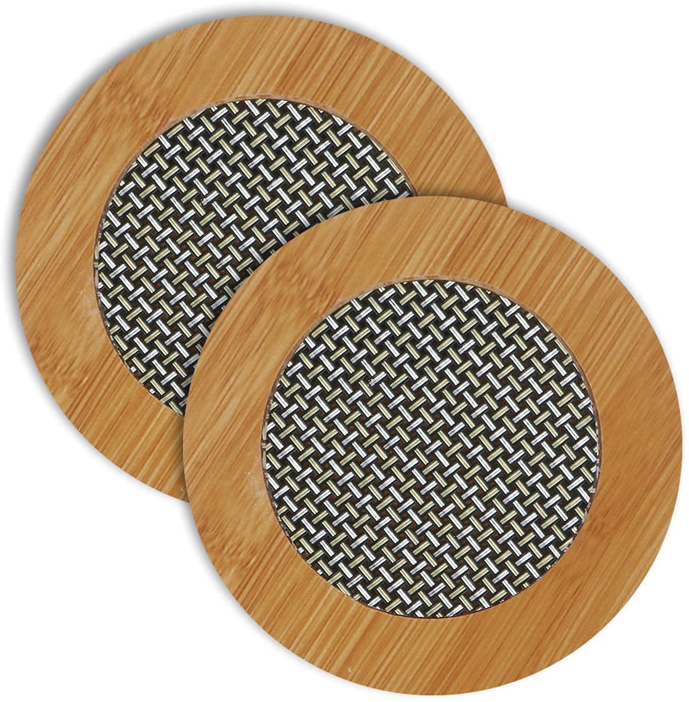 CLUBX 17cm Wooden Placemats Table Casserole Shop Kitchen Thickened Heat Insulation Mat Dinner Mat Pots and Pans Plate MatRound 