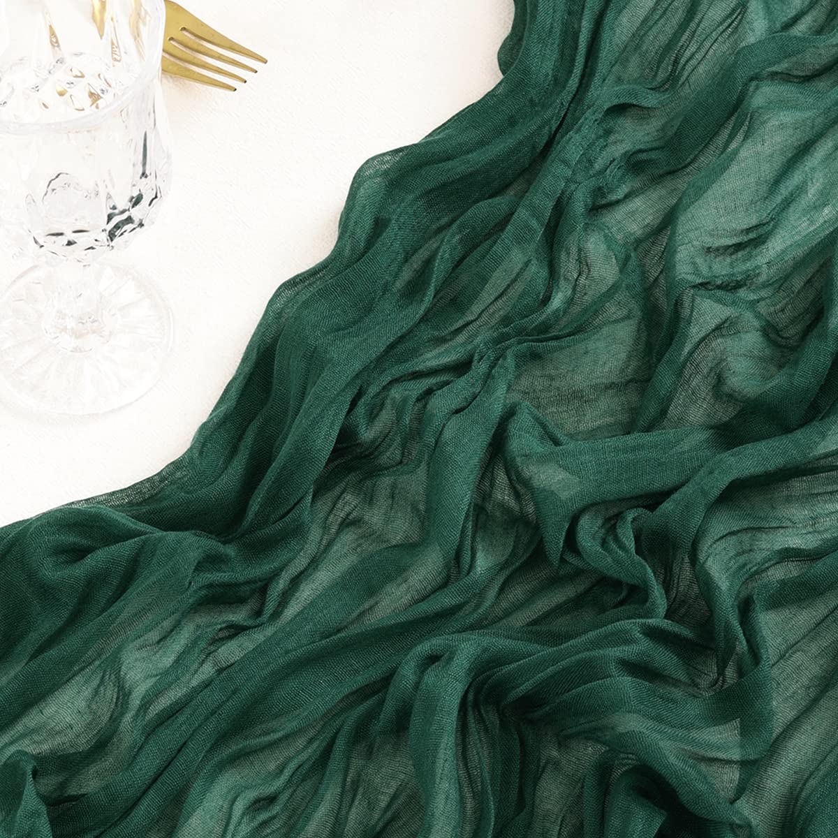 Socomi Cheesecloth Table Runner 10Ft Gauze Boho Rustic Emerald Green Cheese Cloth Table Runner For Baby Shower Decoration Weddin