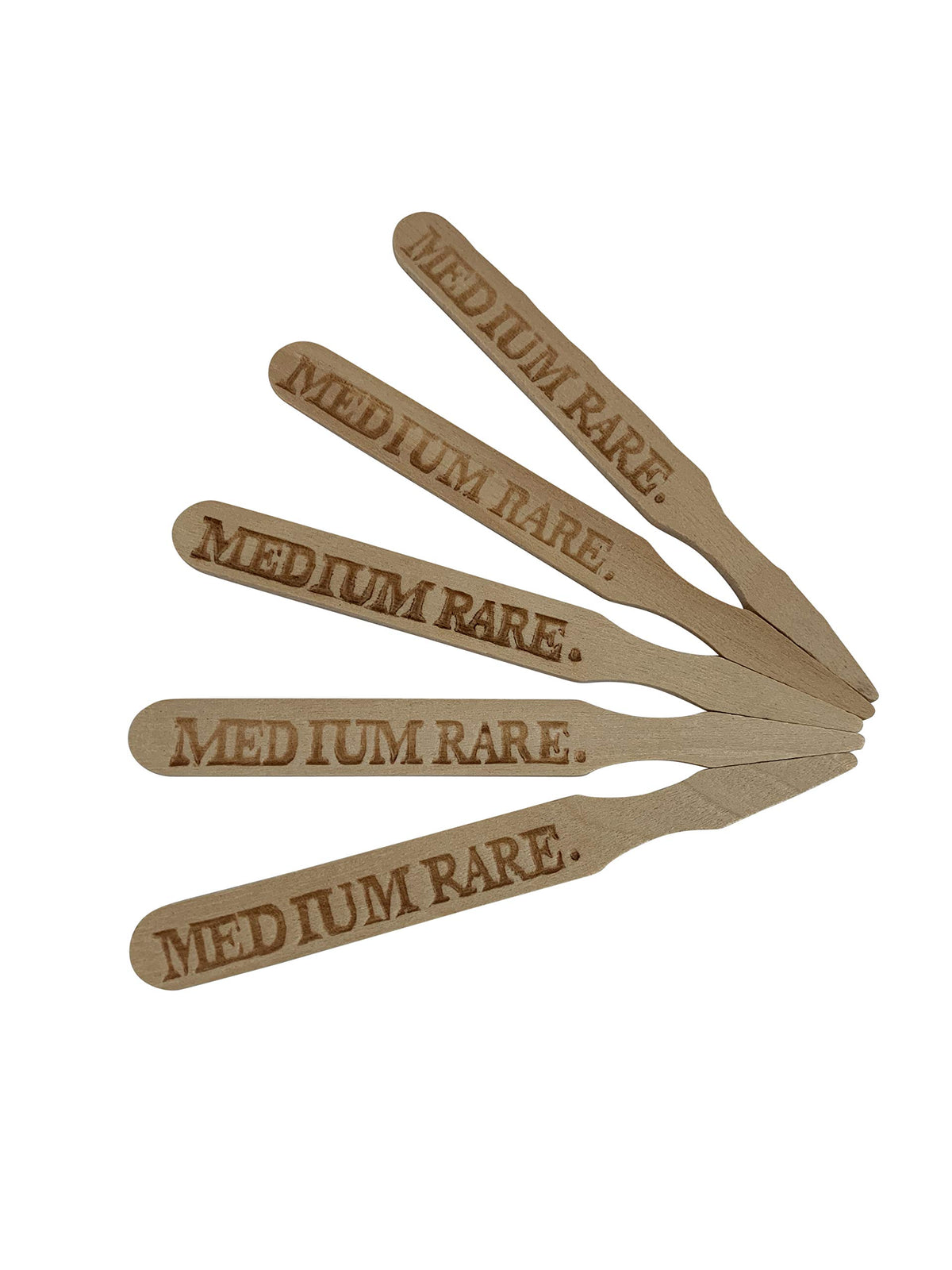 Kingseal 3.5 Inch Natural Birch Wood Steak Markers, Heat Stamped, Med Rare, Eco Friendly, Bulk Pack - 500 Count Per Box