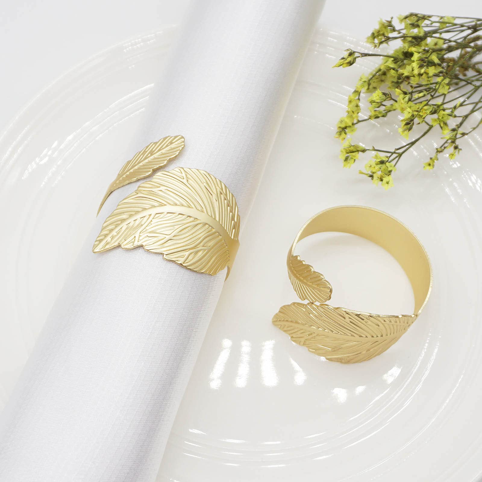 Utalek Gold Leaf Napkin Rings Set Of 12, Leaves Napkin Rings For Table Setting, Metal Leaf Napkin Holder Rings For Holiday Party