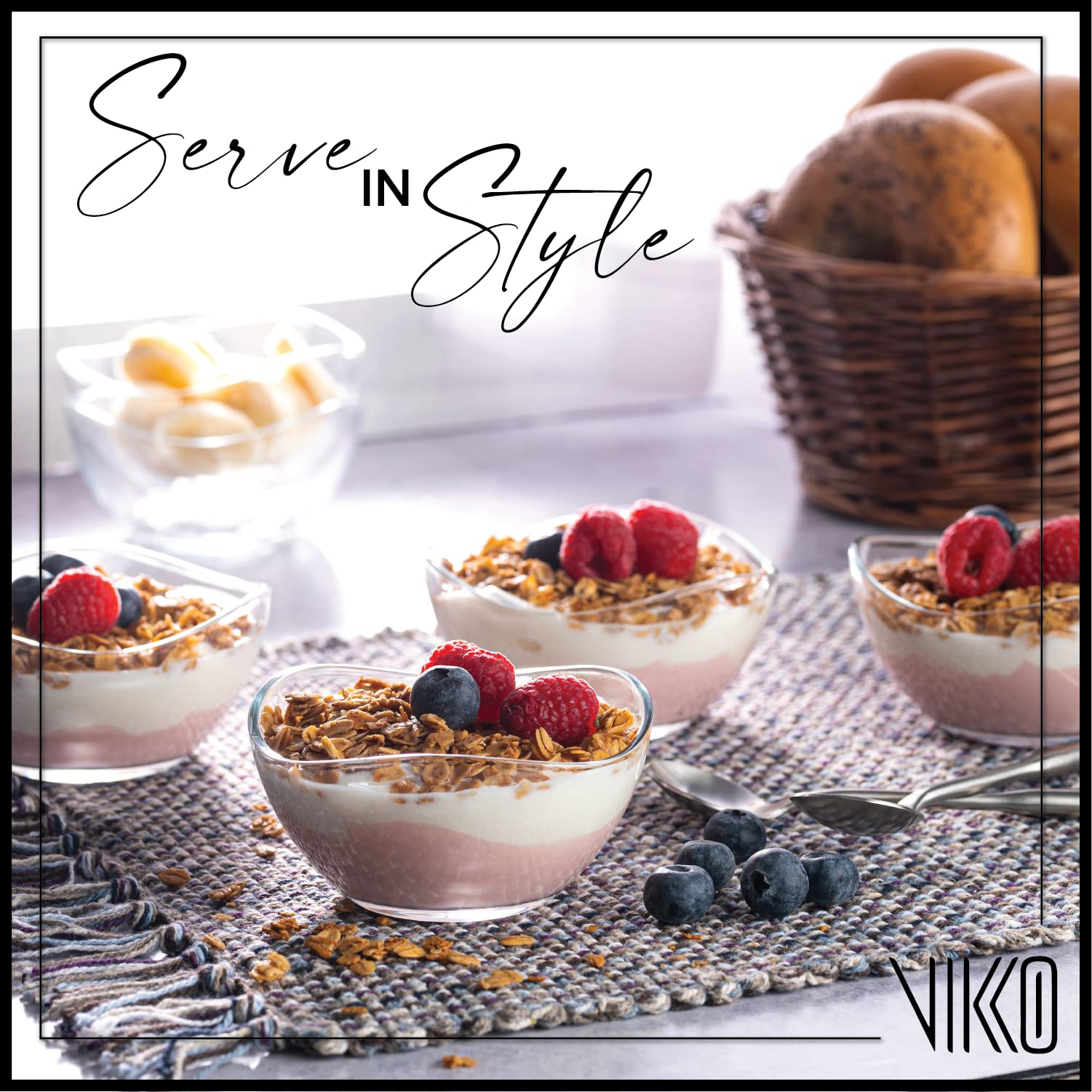 Vikko Glass Bowls, Set Of 6 Decorative Glass Dessert Bowls, 7 Ounce Glass Dish For Dessert, Candy, Kitchen Prep, Dishwasher Safe