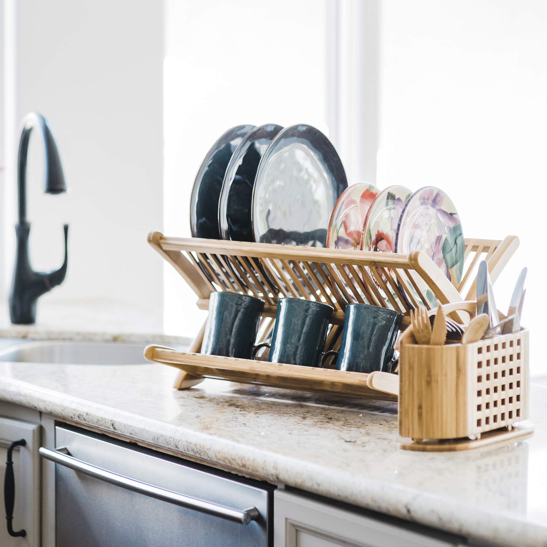 Totally Bamboo Eco Utensil Drying Caddy, Natural Bamboo, Model 20-8520, Perfect for Dish Drying Rack