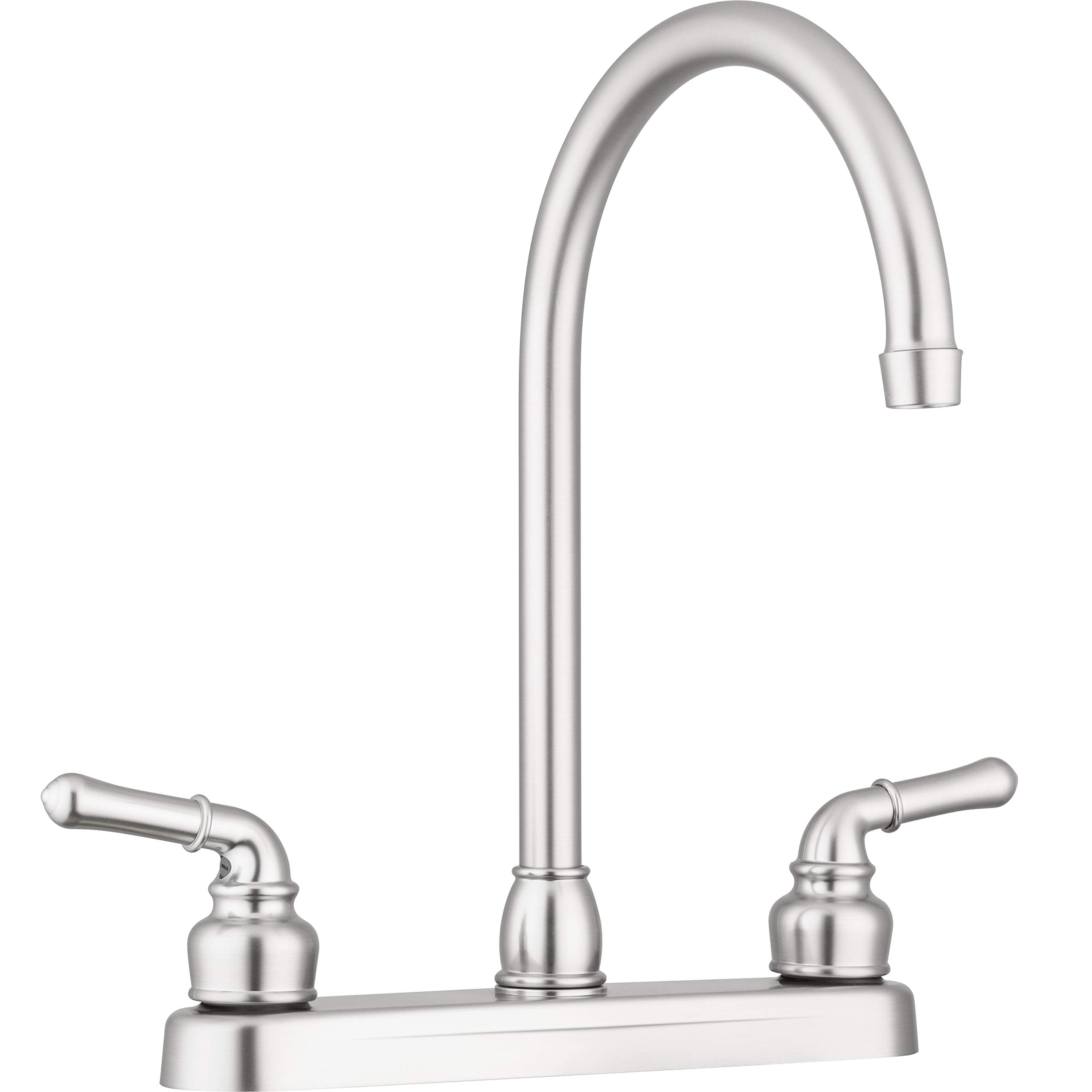 Pacific Bay Lynden Modern High Arc Kitchen Sink Faucet - Metallic Plating Over Abs Plastic - Brushed Satin Nickel Plating