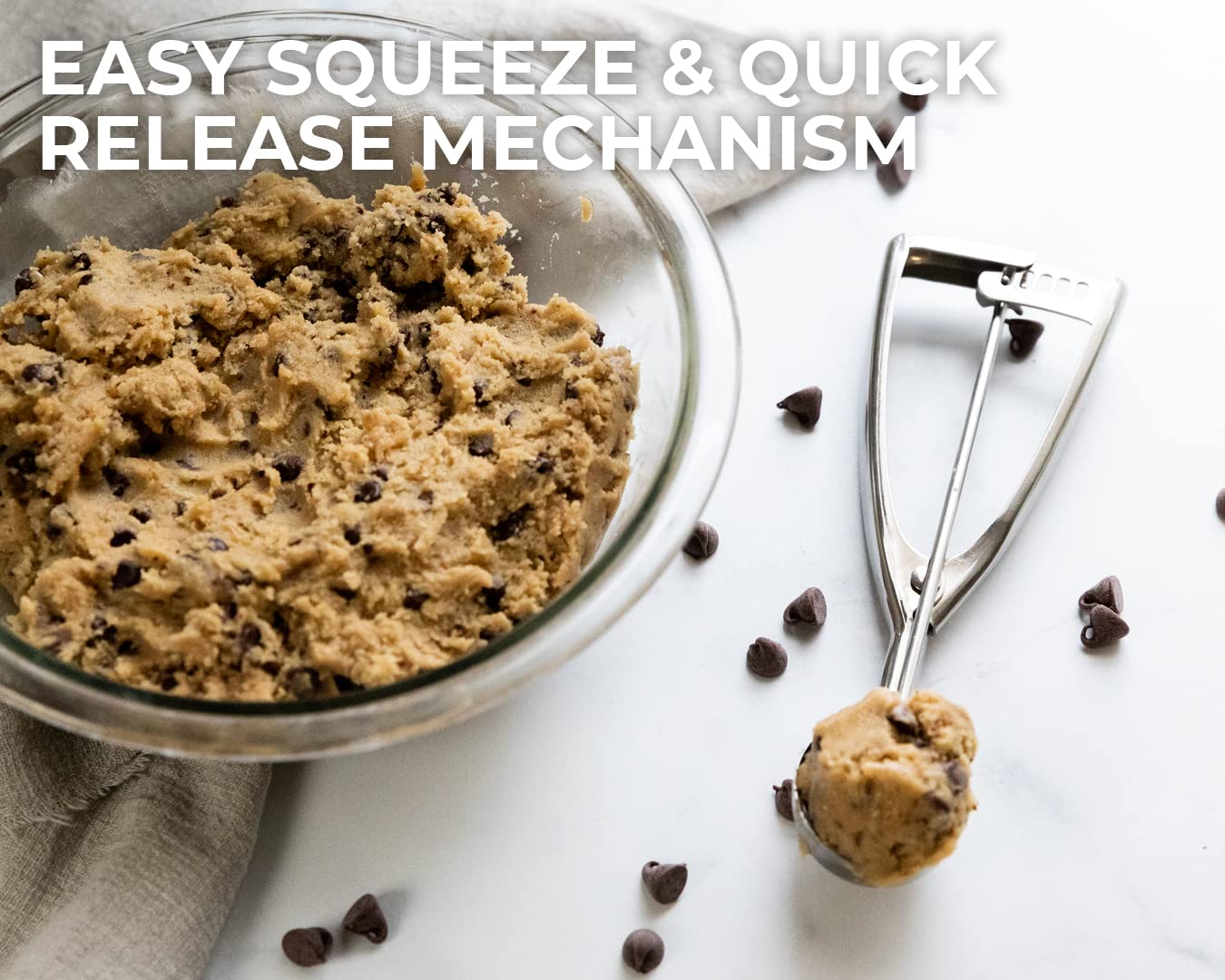 Saffron & Sage Stainless Steel Cookie Scoop - 2 Tbsp Heavy Duty Cookie Dough Scoop, Comfortable Handles With Smooth Spring Actio
